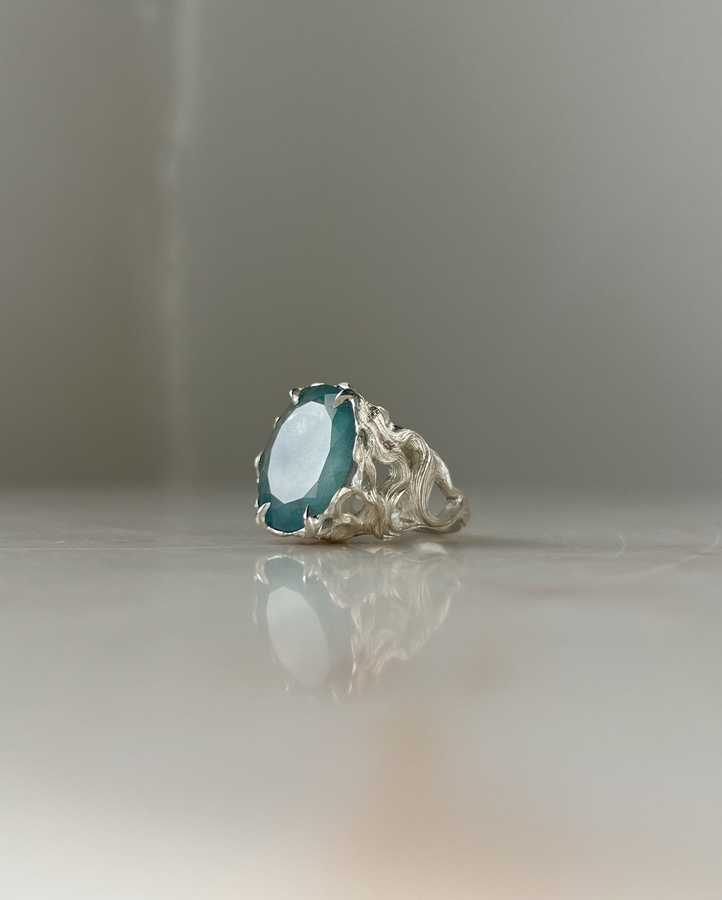 Oversized Pyre II // Moss Aquamarine One of a Kind // Size 6
