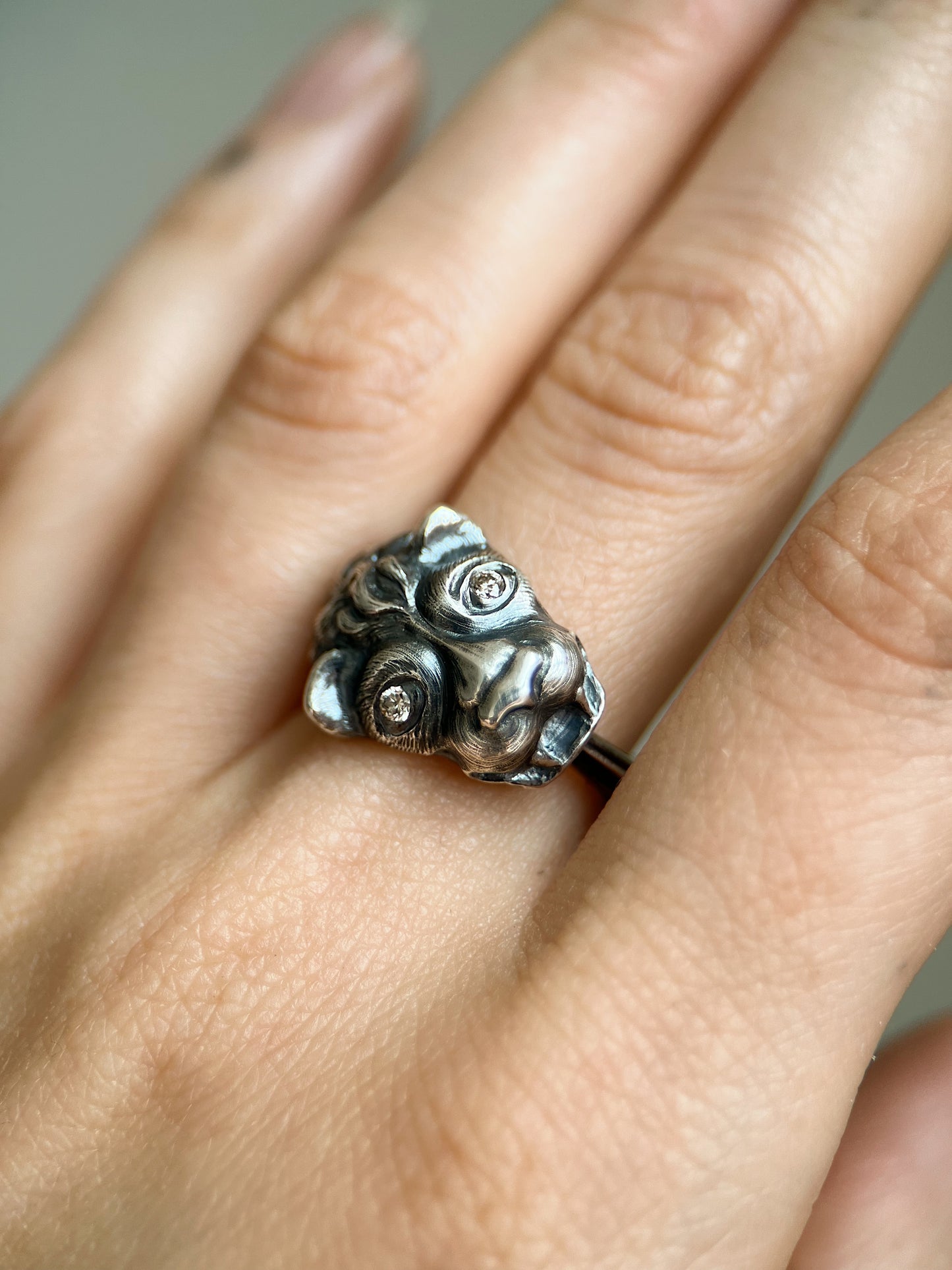 Gargoyle I // Silver and Diamond One of a Kind // Size 6.5