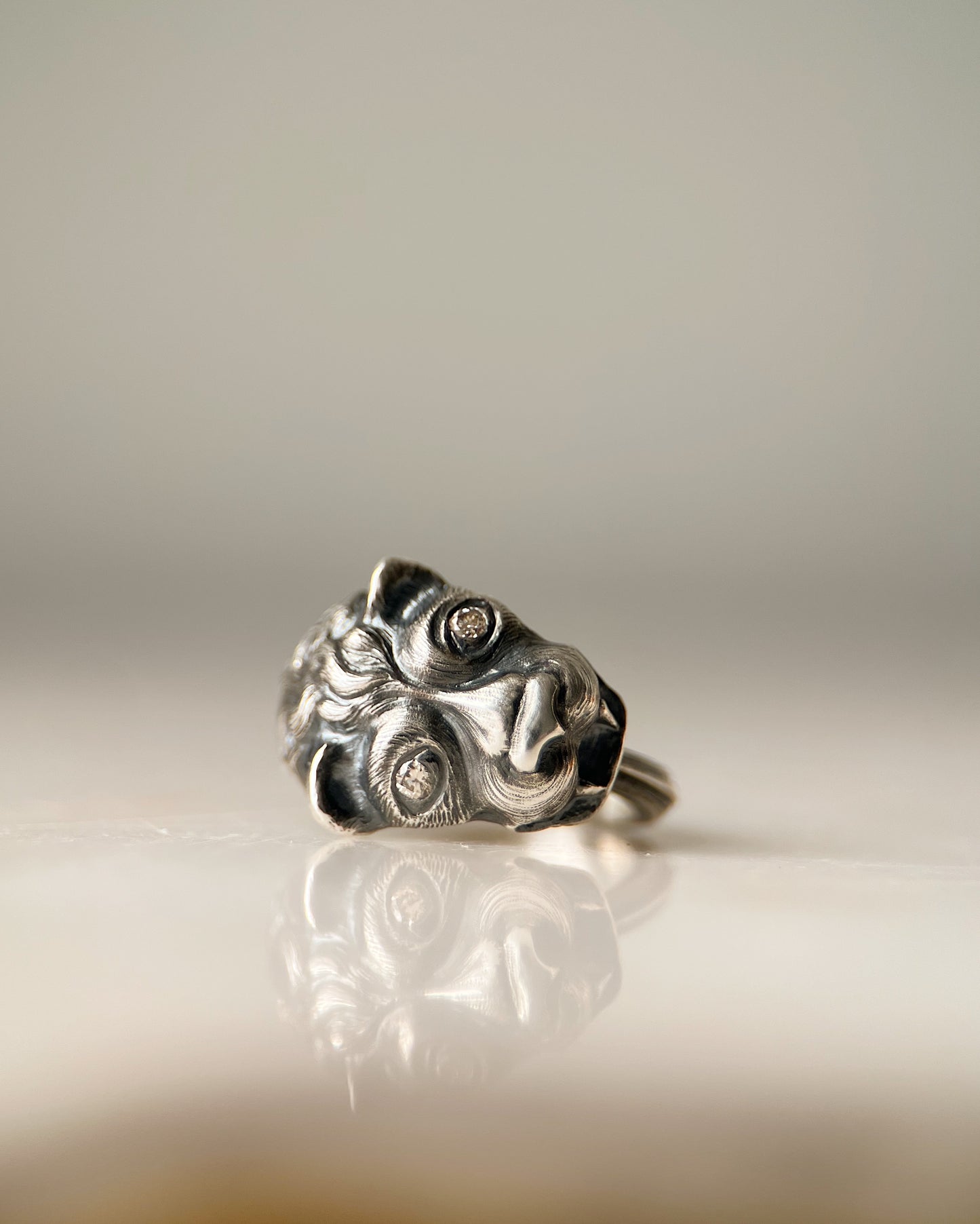 Gargoyle I // Silver and Diamond One of a Kind // Size 6.5