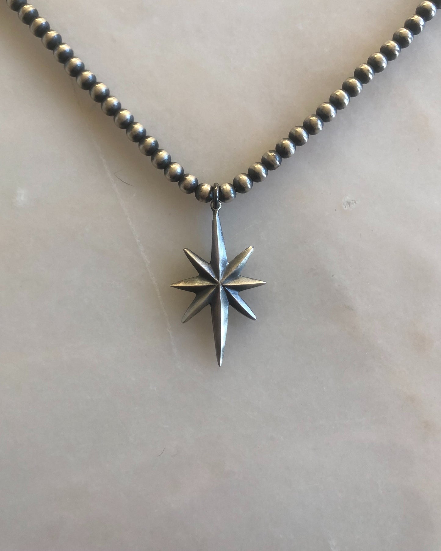 The North Star // Silver Beaded Necklace (RTS)