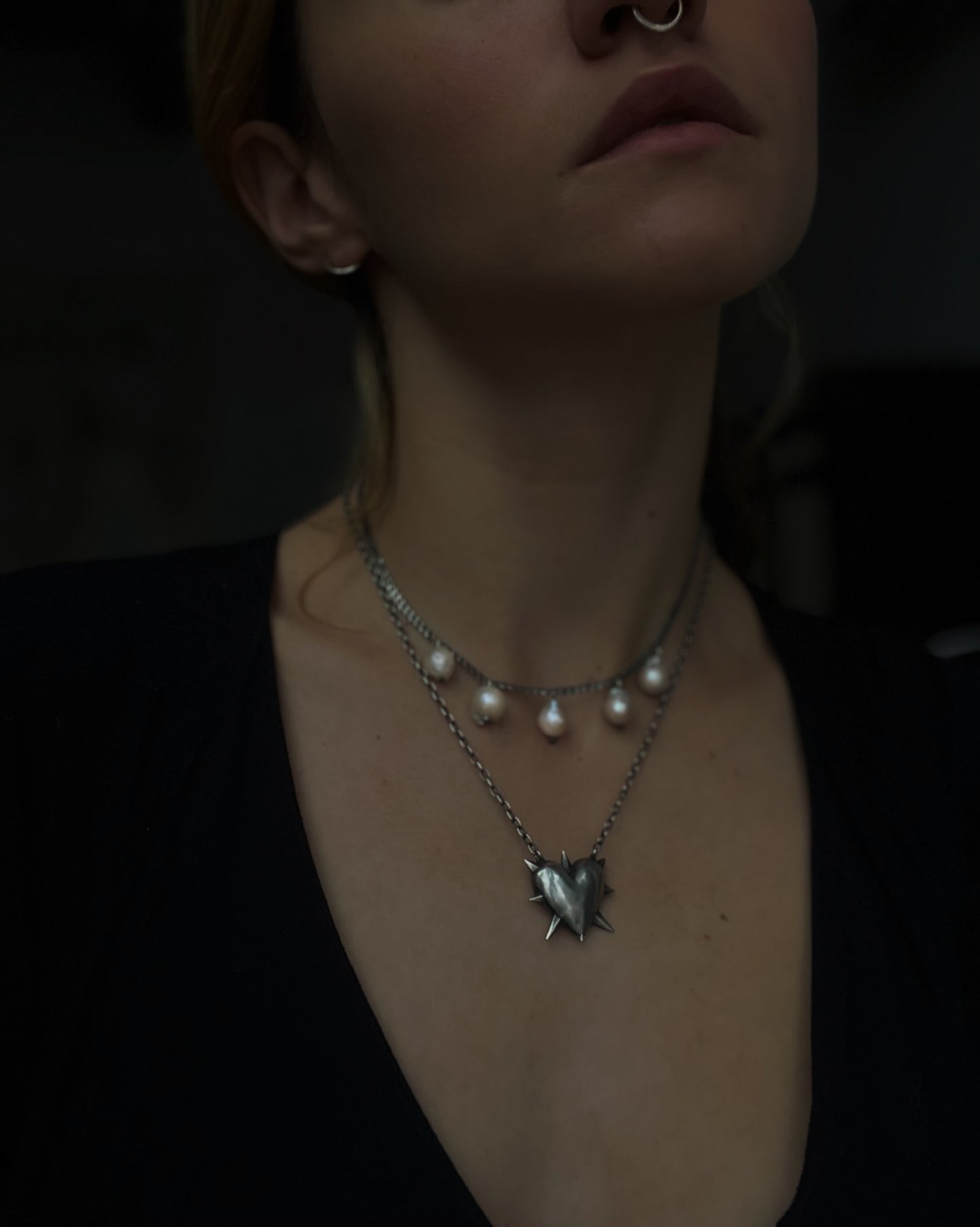 Rain // Baroque Pearl Charm Necklace