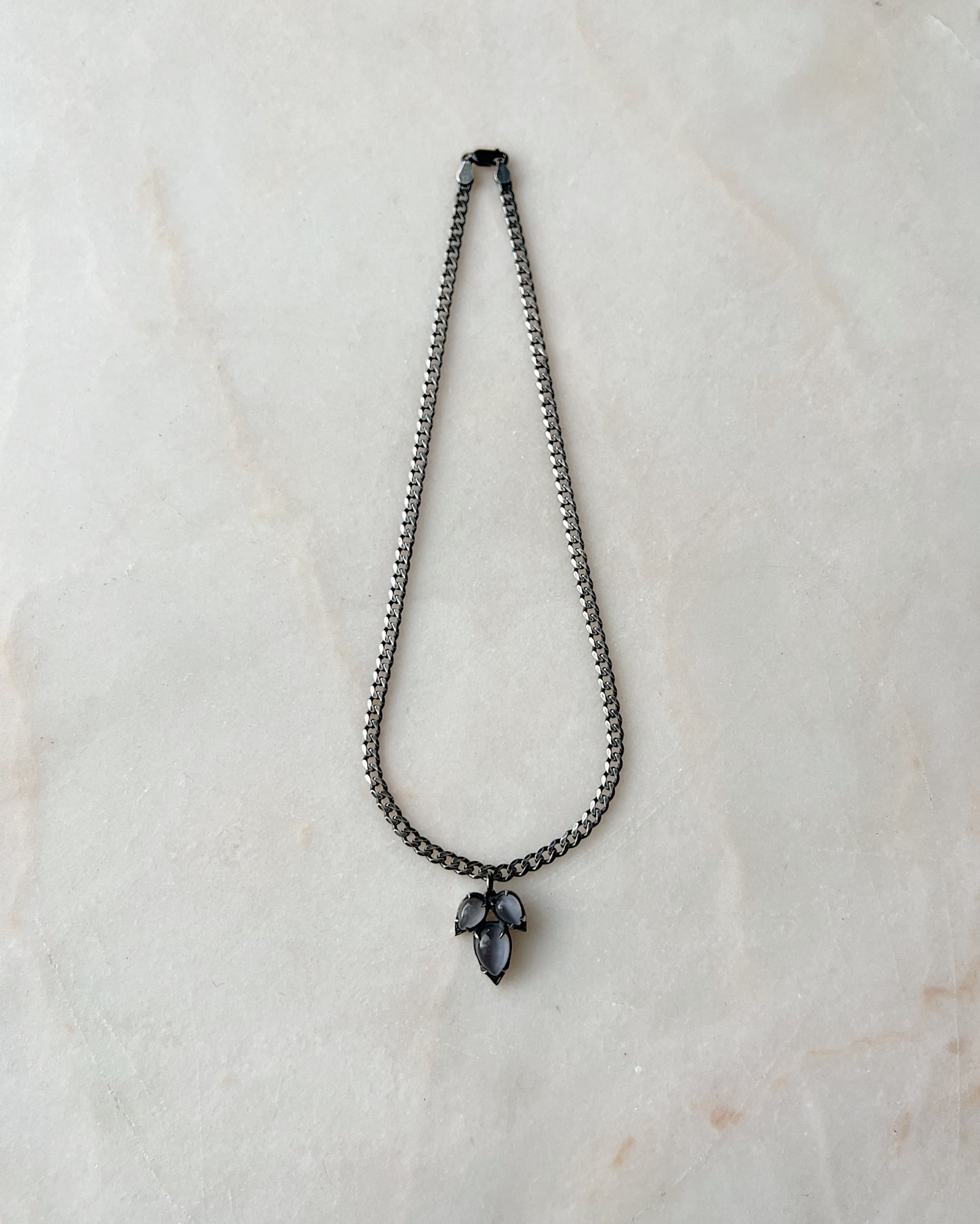 The Sharpest Thorn II // Gemstone Charm Necklace Heavy Curb Chain