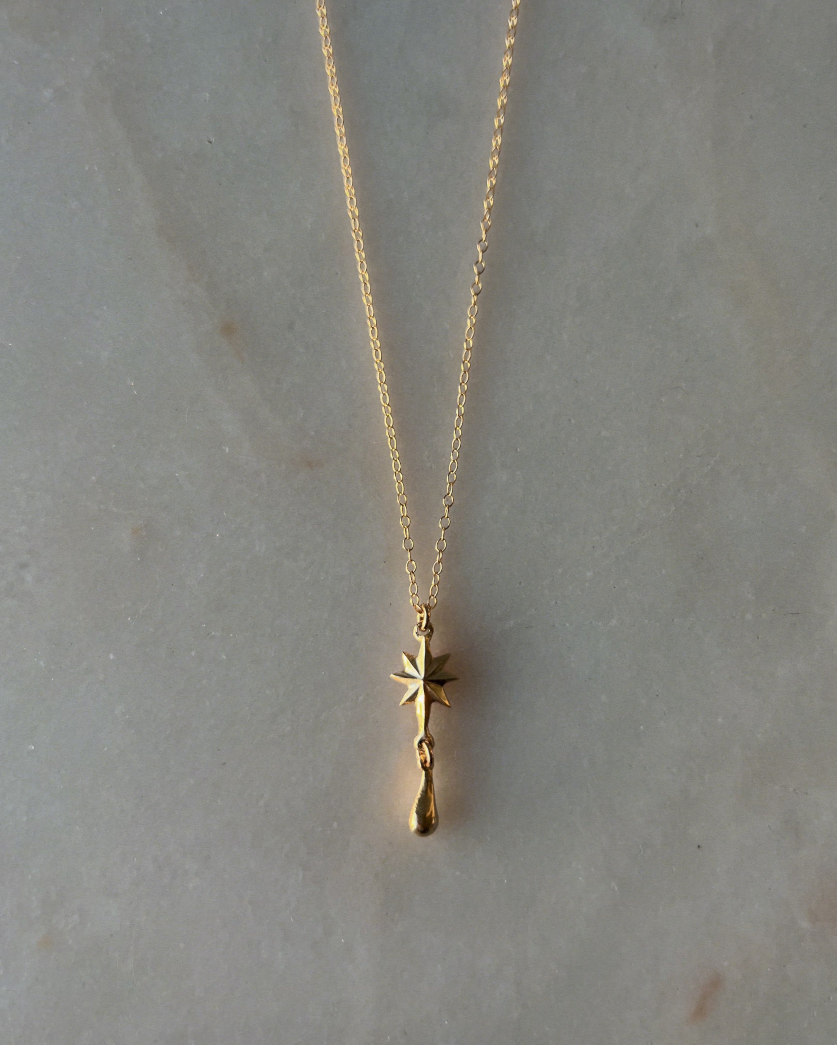 The Fallen Star // Small Gemstone Necklace // Gold