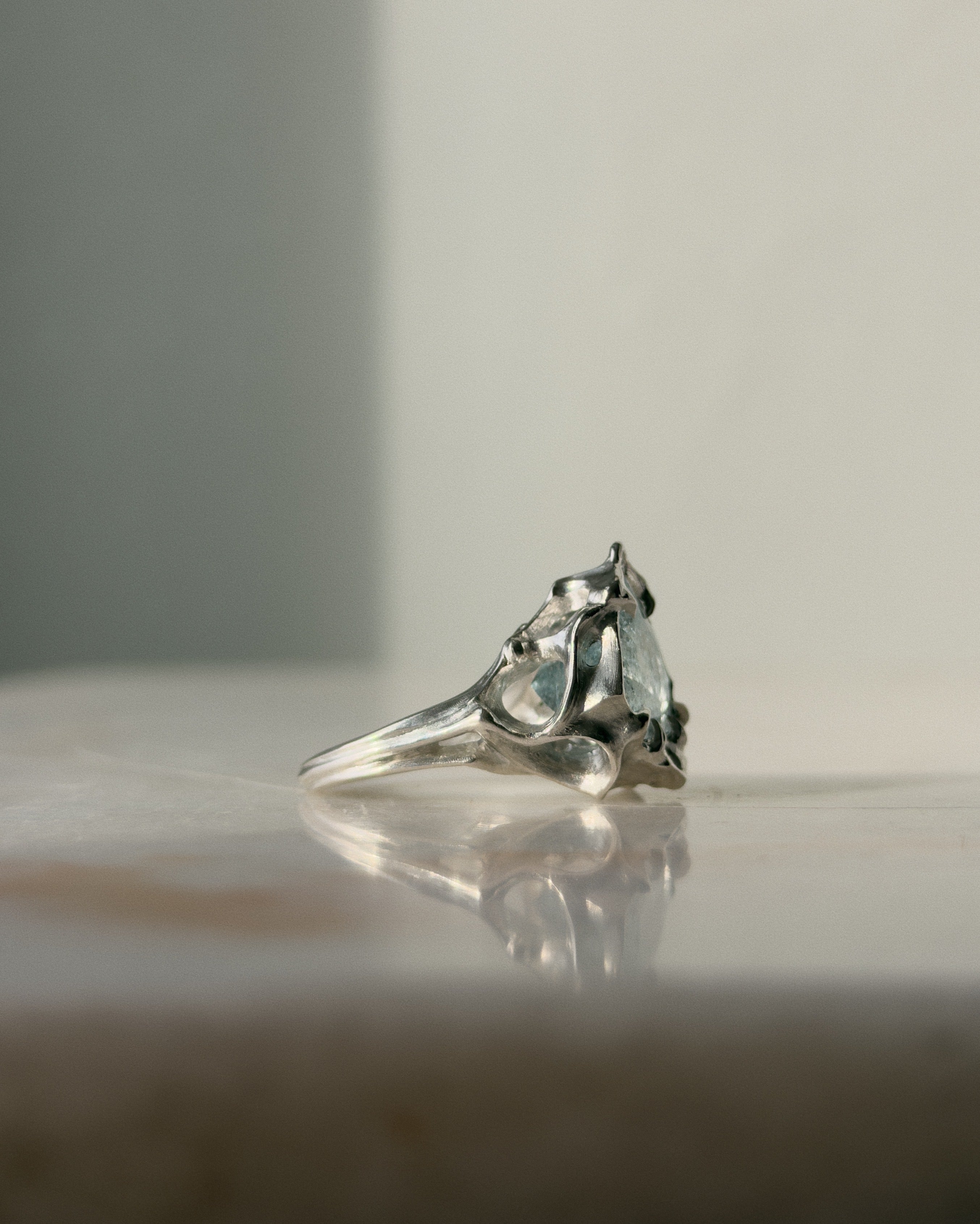 Deep Water // Silver + 10.25ct Aquamarine Sunstone