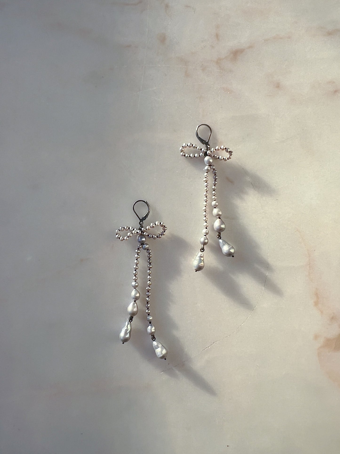 Ribbon Bows II // Fresh Water And Baroque Pearl One Of A Kind // Earrings
