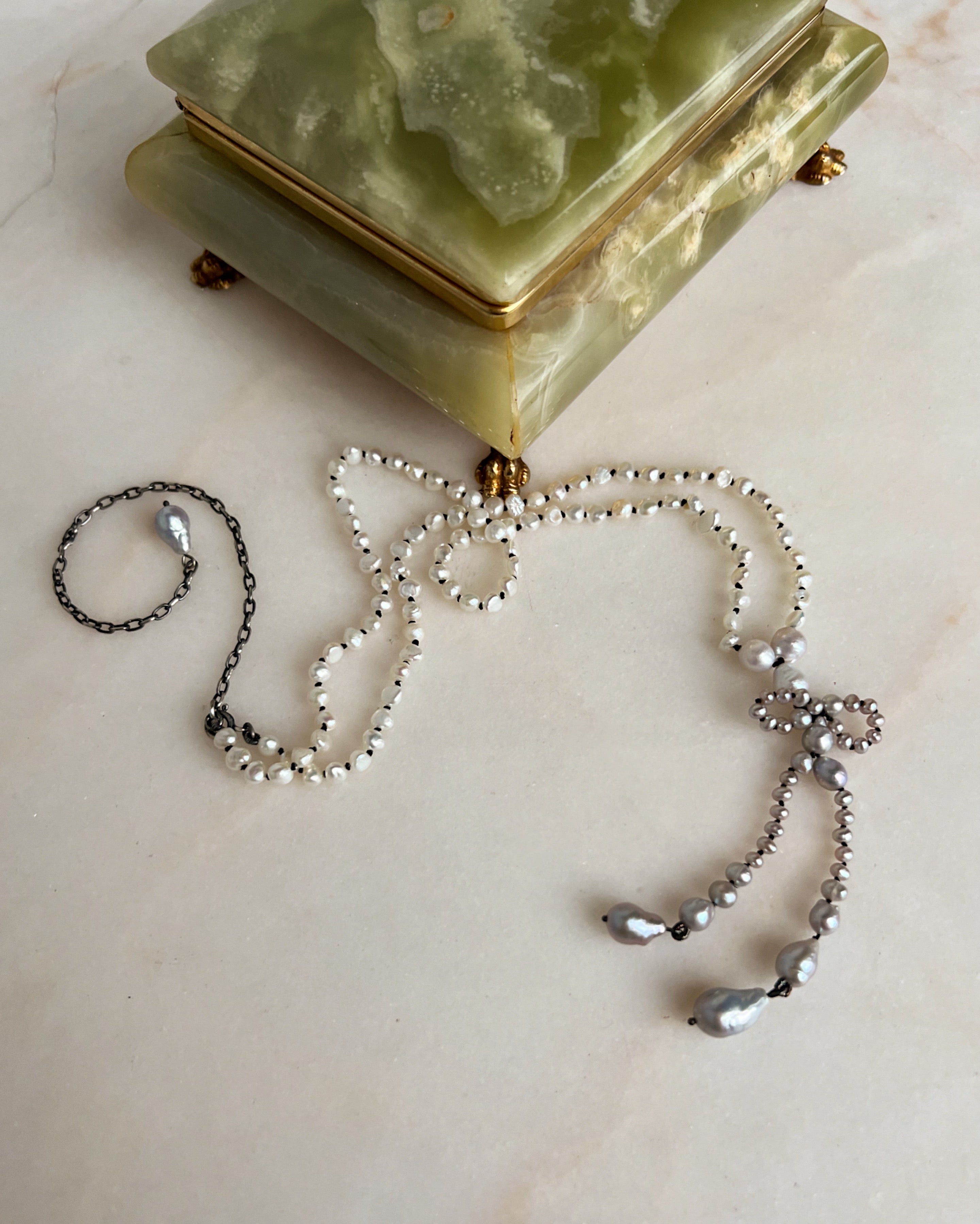 Ribbon Bows II // Freshwater And Baroque Pearl Necklace
