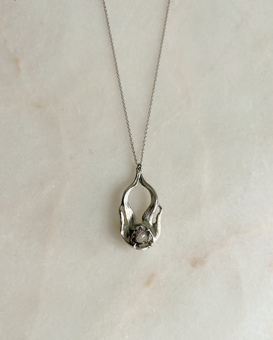 Pyre ((The White Fire)) // 14k White Gold + Silver Sheen Scapolite // Necklace