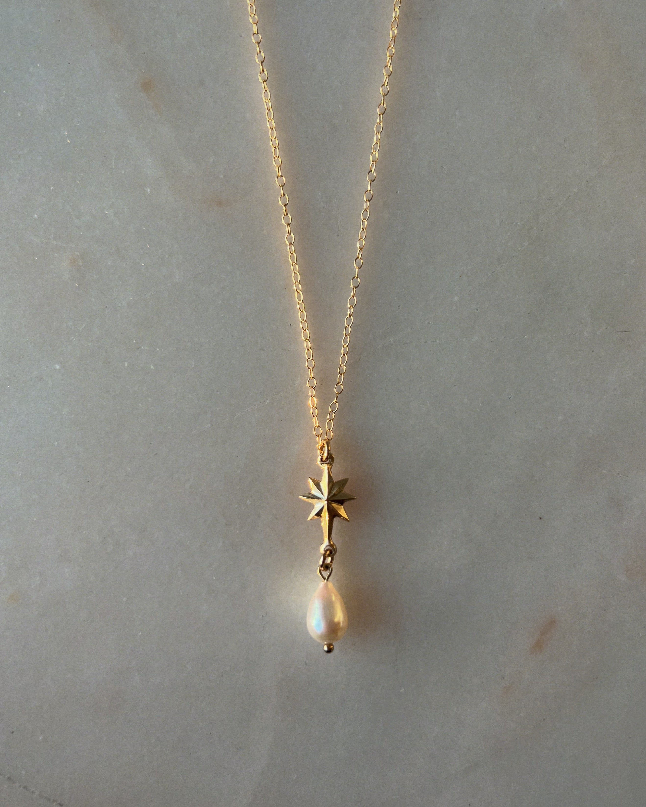 The Fallen Star // Small Gemstone Necklace // Gold