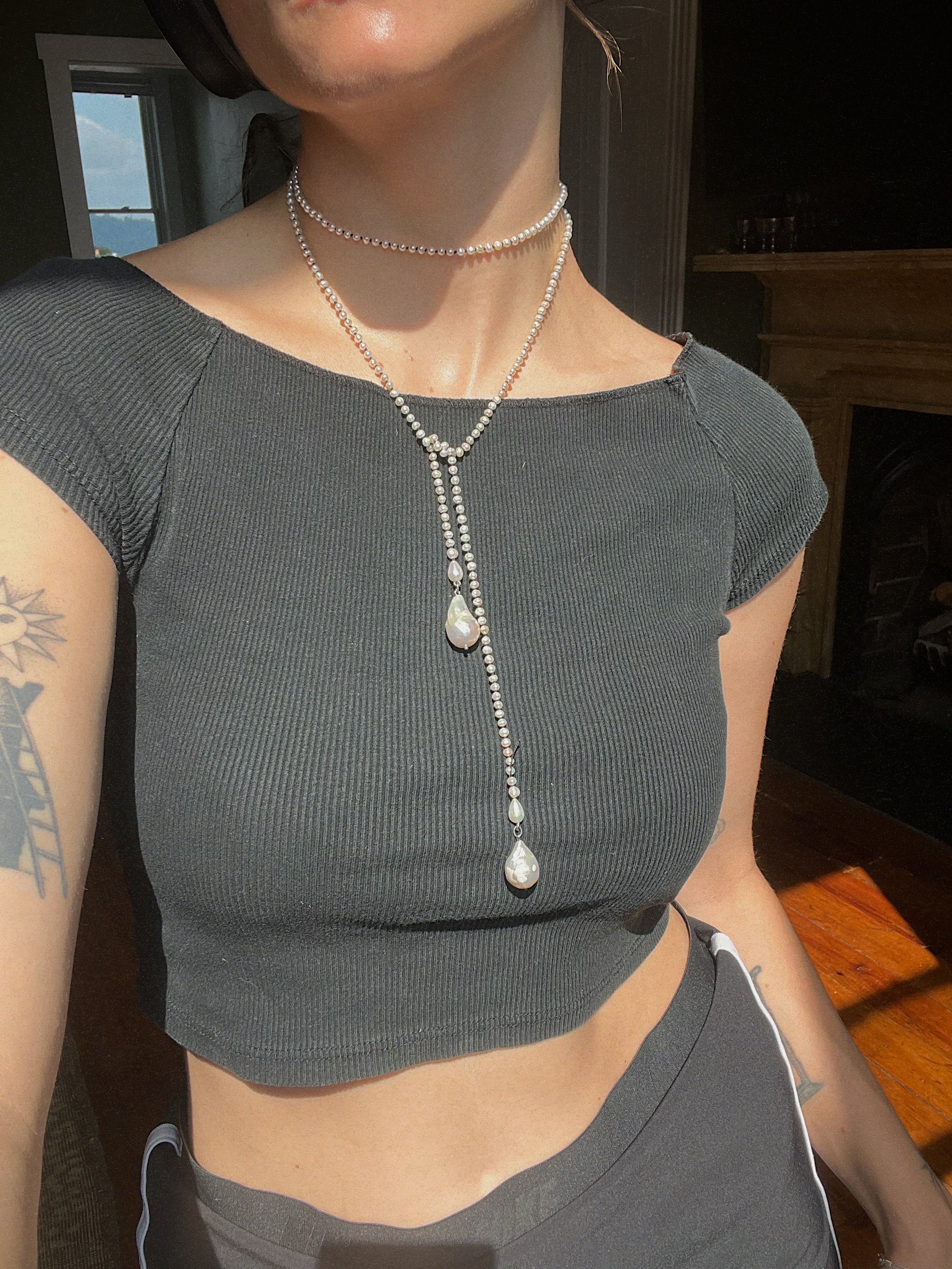 Lasso! // Baroque Pearl Necklace
