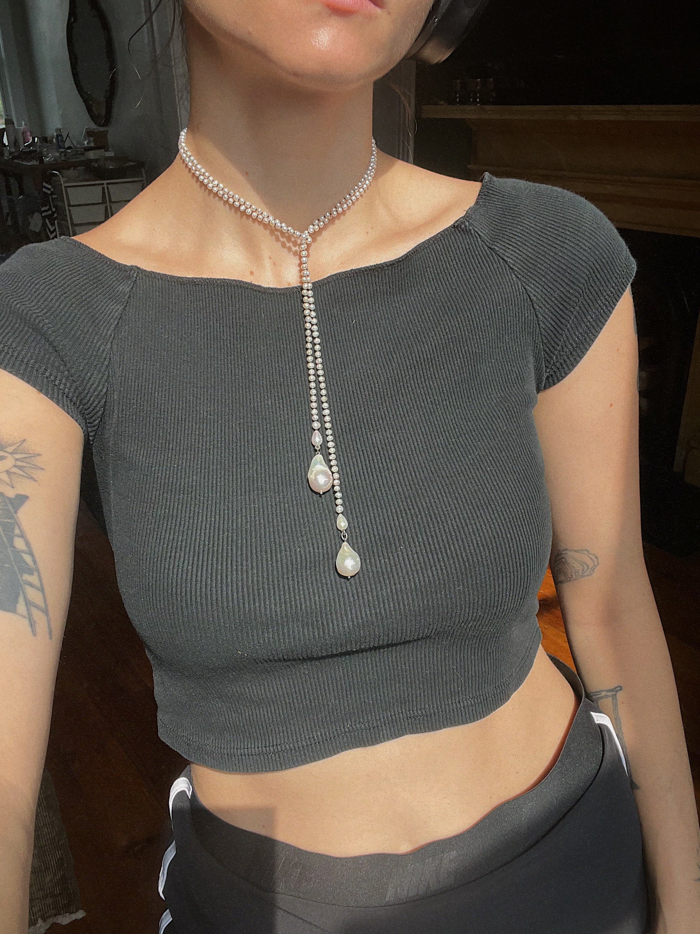 Lasso! // Baroque Pearl Necklace
