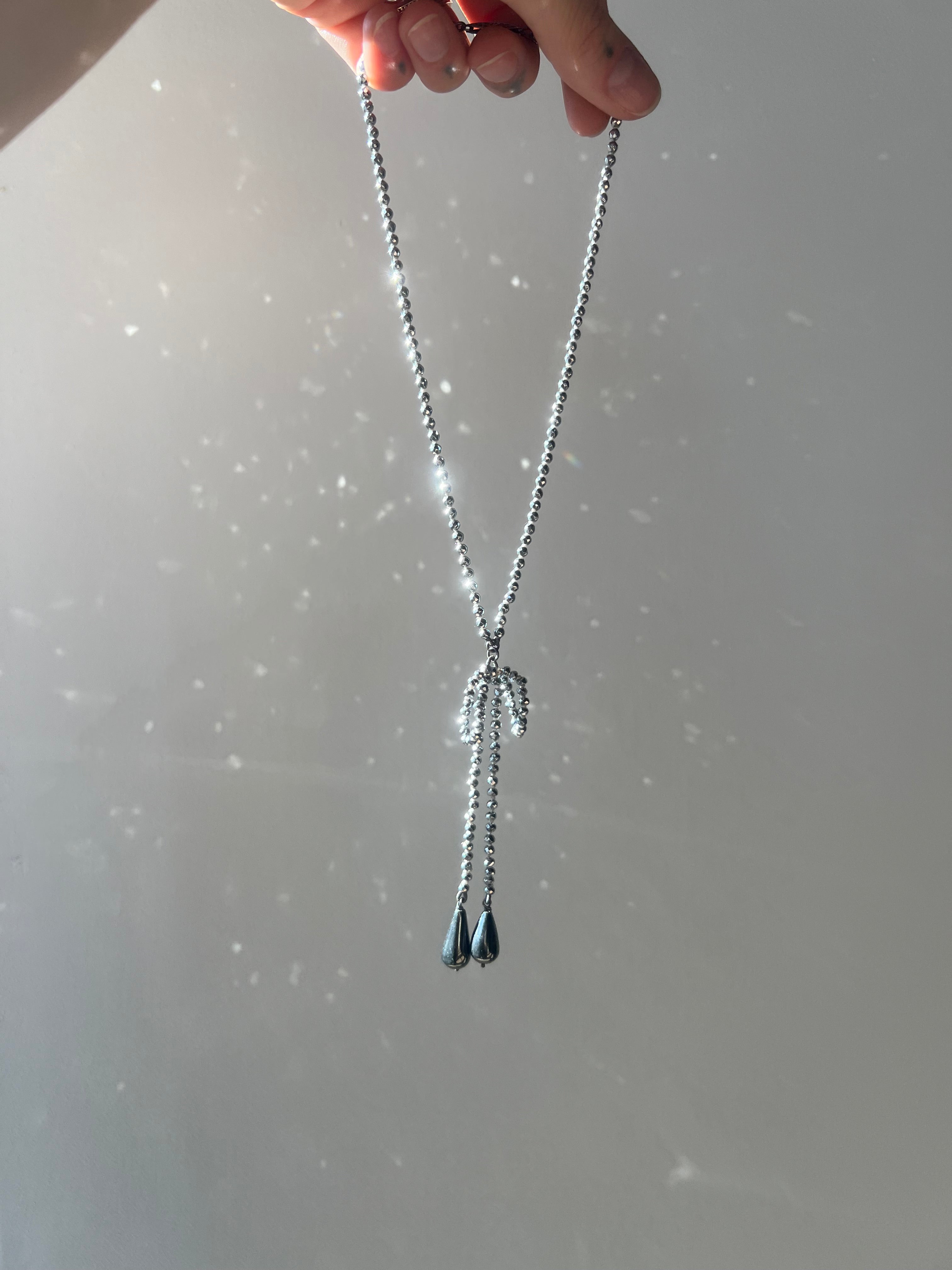 Ribbon Bows III // Hematite Necklace