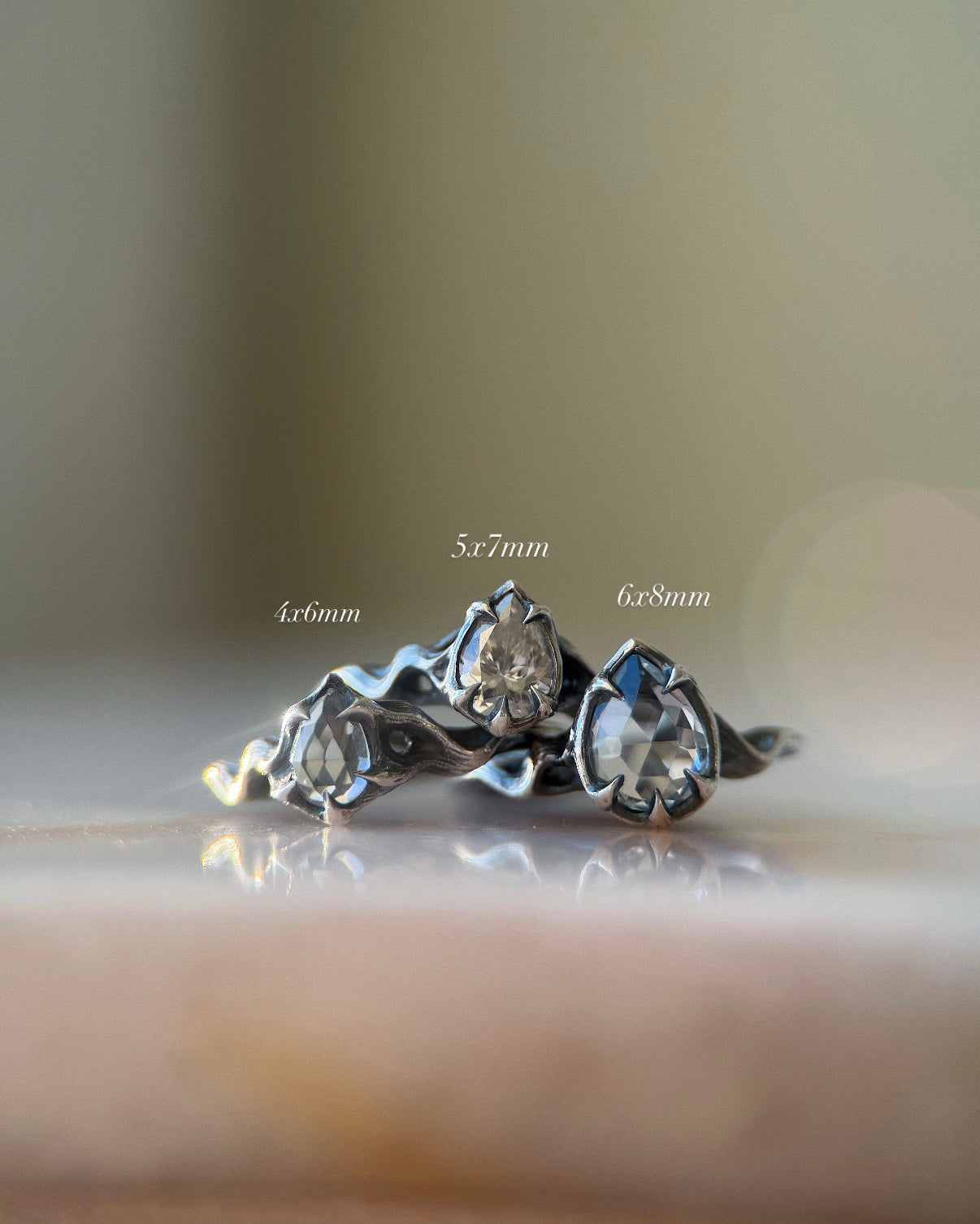 Pyre Pt II // 6x8mm Salt & Pepper Diamond // 6