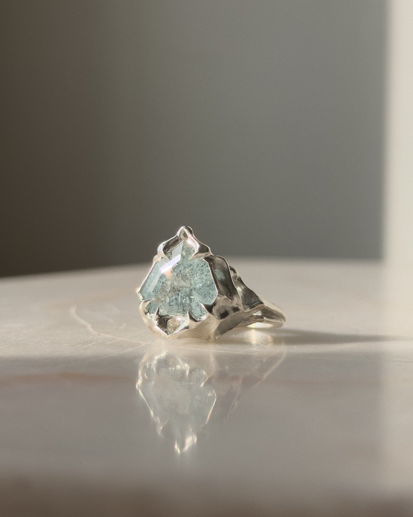 Deep Water // Aquamarine Sunstone One of a Kind // Size 7.5