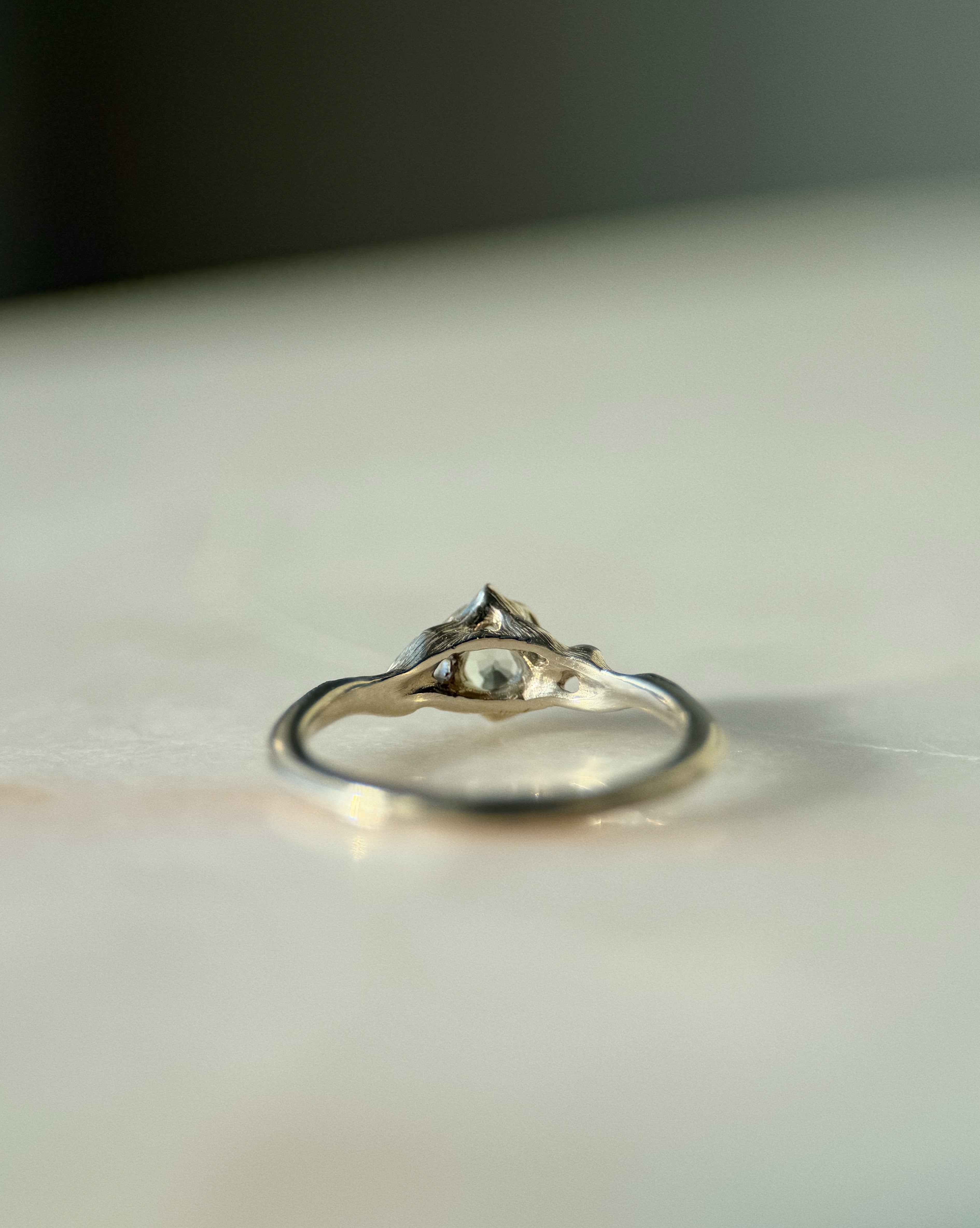 Pyre Pt II // 14kw Gold + Pale Green Sapphire // 8.5