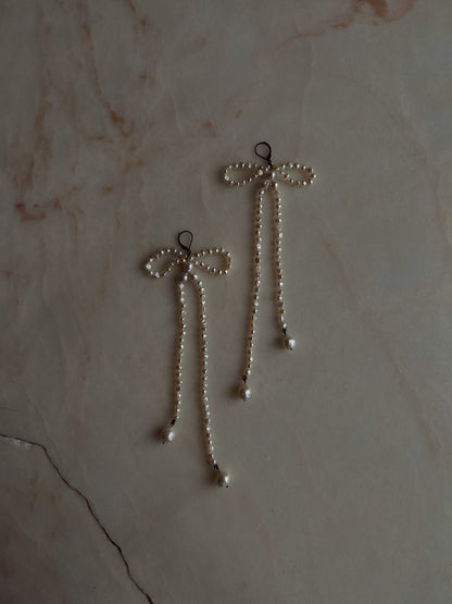 Ribbon Bows //  Fresh Water Pearl One Of A Kind // Earrings