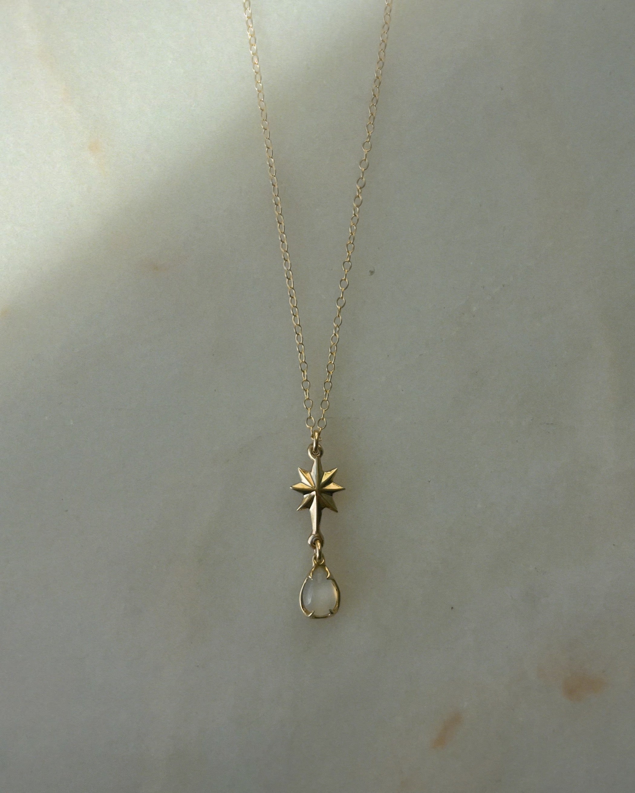The Fallen Star // Small Gemstone Necklace // Gold