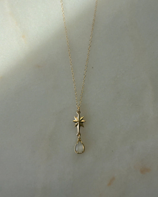 The Fallen Star // 14K Gold // Small Gemstone Necklace (RTS)