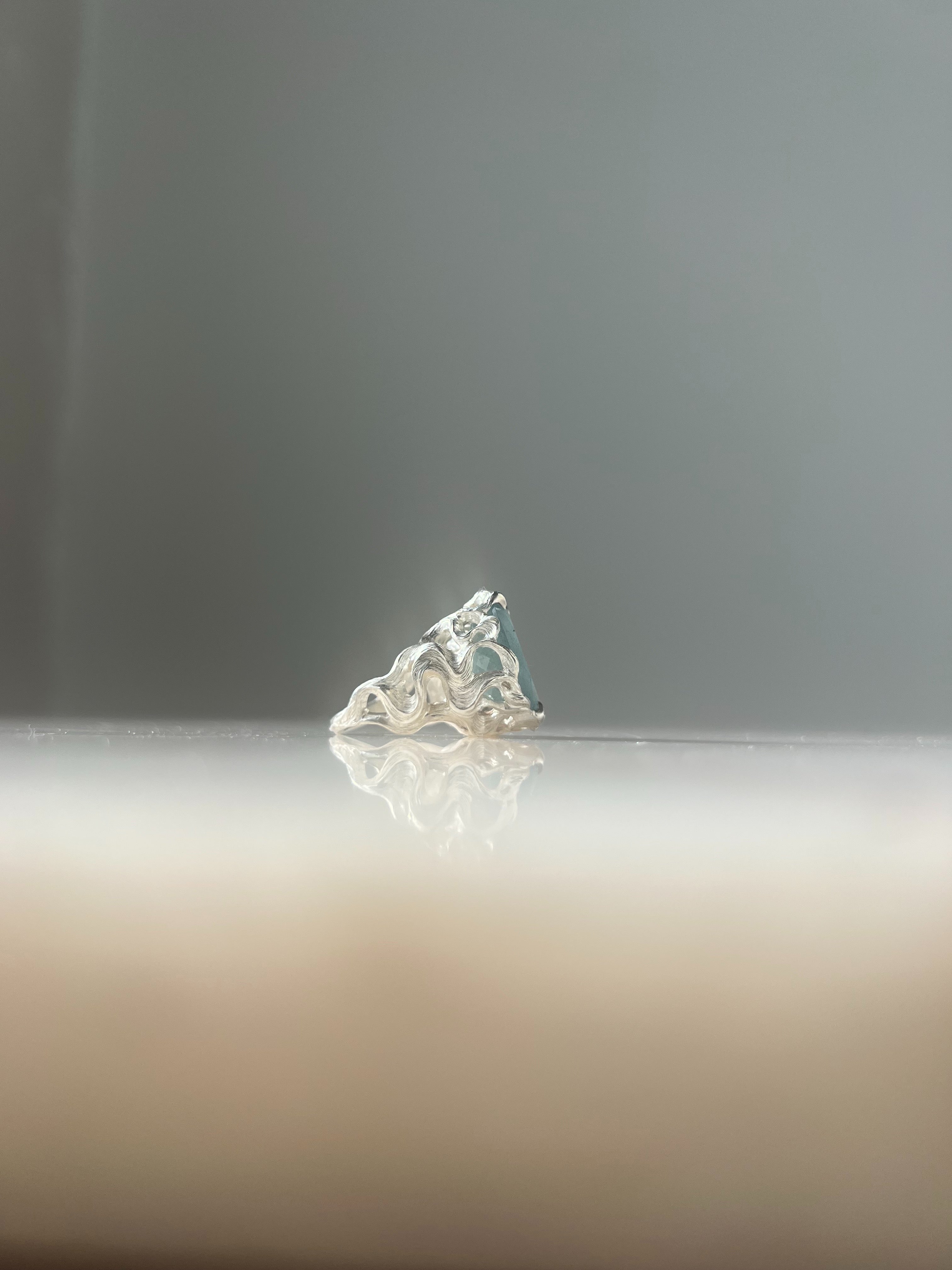 Oversized Pyre II // Silver + Moss Aquamarine