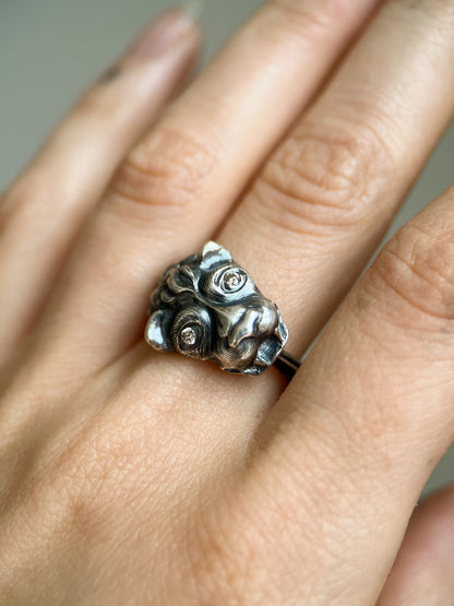 Gargoyle I // Silver and Diamond One of a Kind // Size 6.5