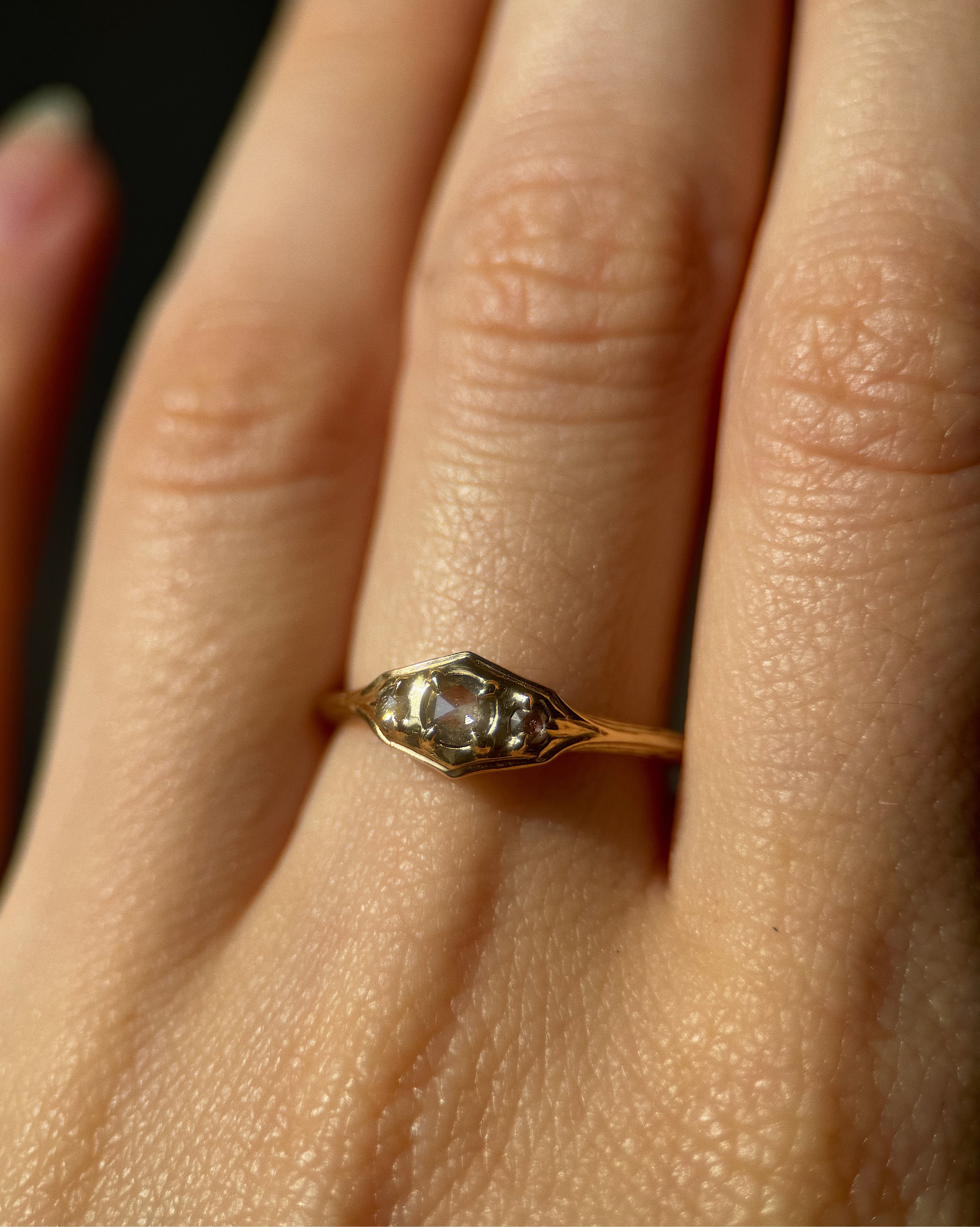 Graces I // 14ky Gold + Salt & Pepper Diamonds // 6.25