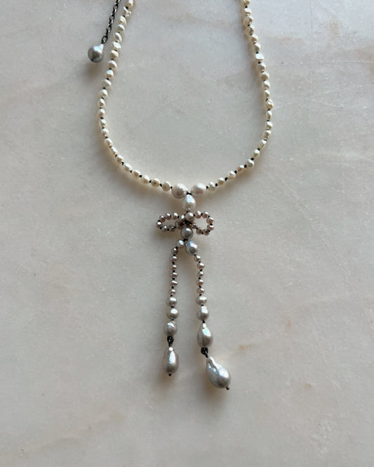 Ribbon Bows II // Fresh Water And Baroque Pearl One Of A Kind // Necklace