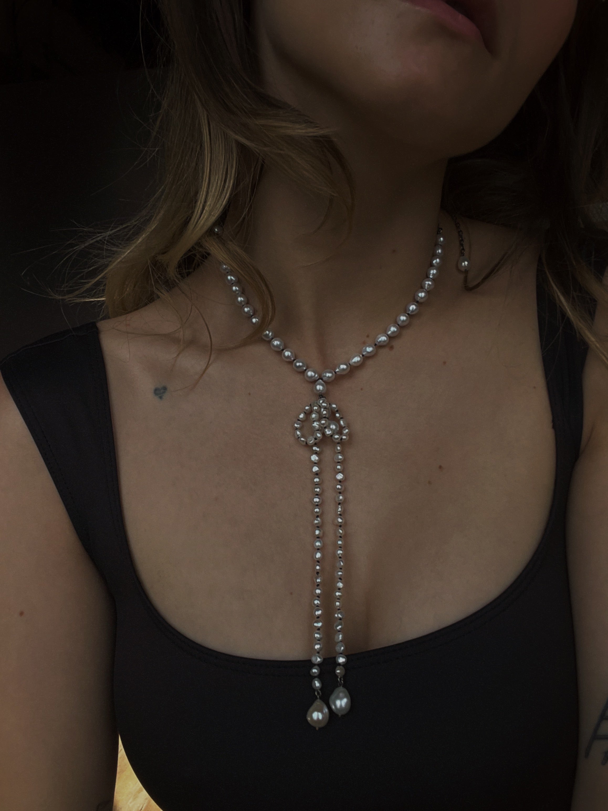 Ribbon Bows // Freshwater Pearl Necklace