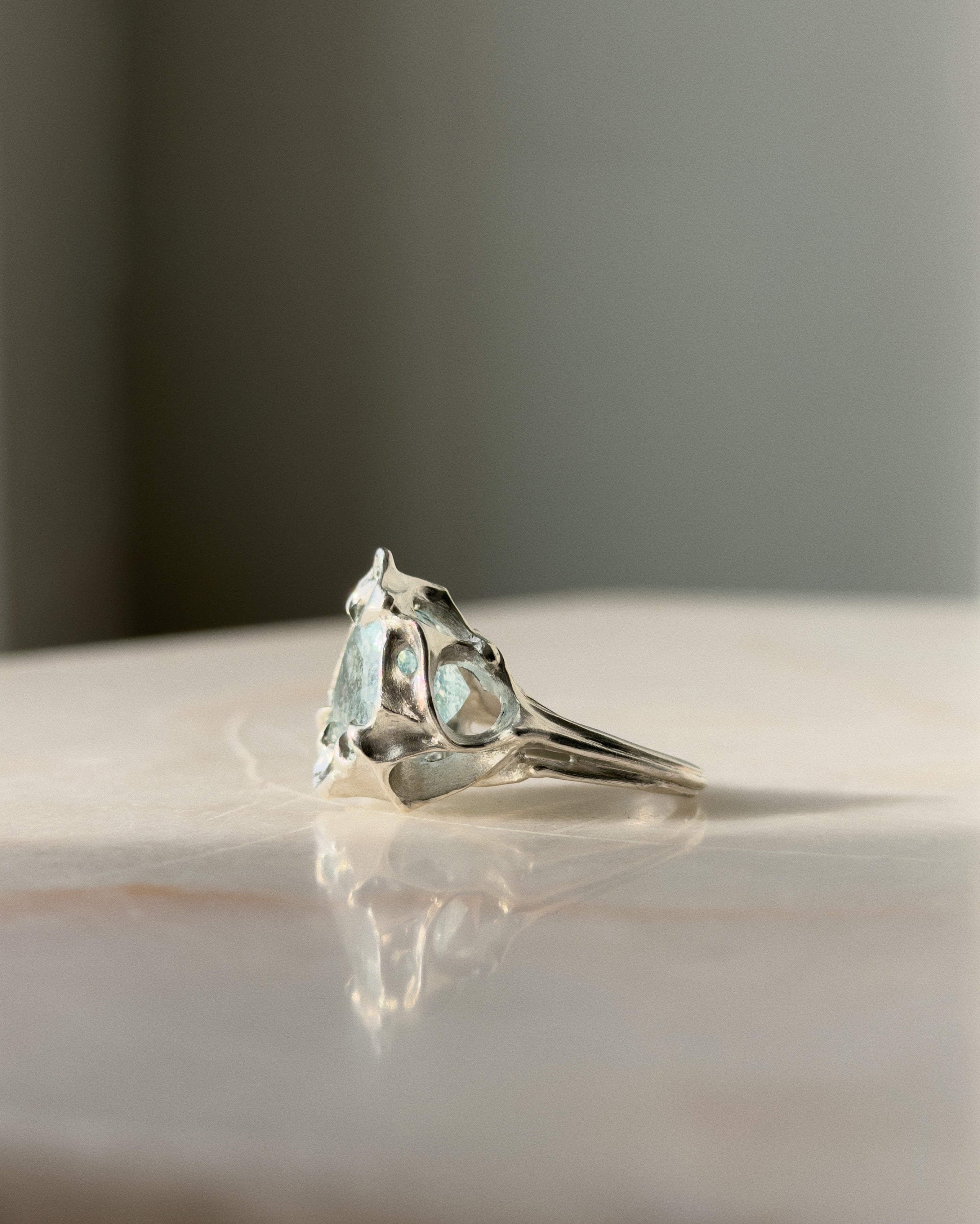 Deep Water // Silver + 10.25ct Aquamarine Sunstone