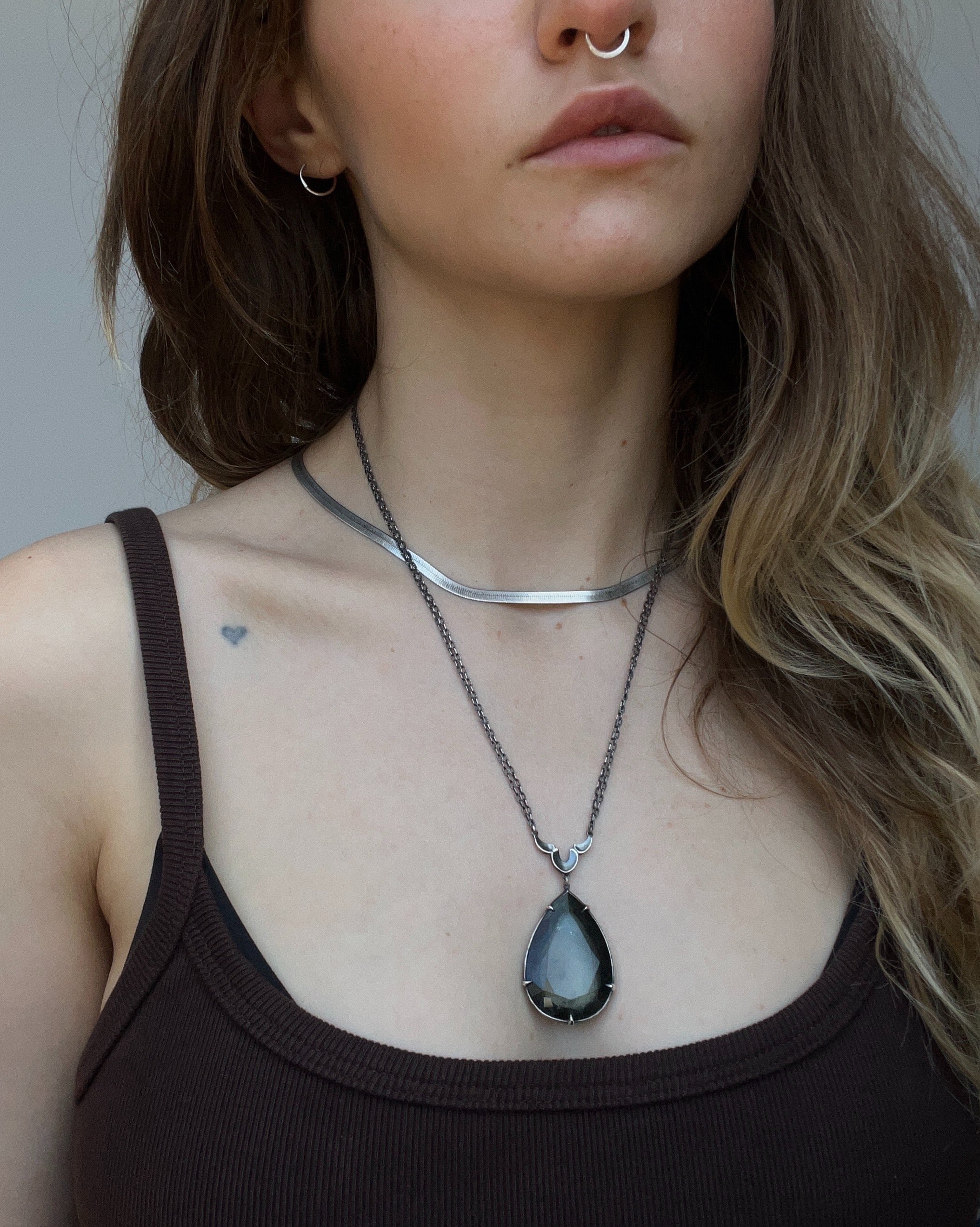 Heart of the Lake // Moss Aquamarine Necklace