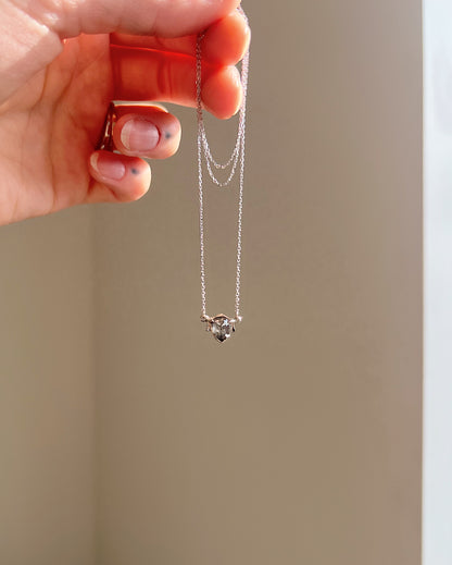 Eden II // 14k White Gold + Salt And Pepper Diamond // Small Necklace