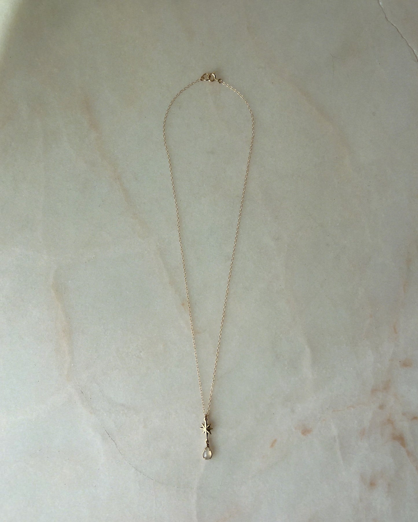 The Fallen Star // 14K Gold // Small Gemstone Necklace