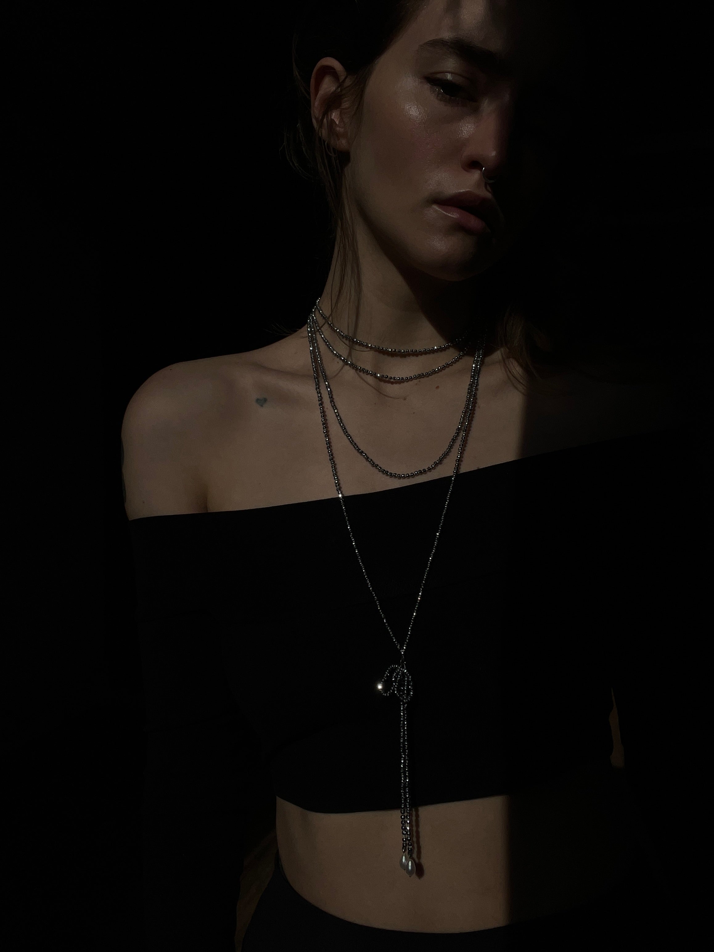 Années Folles III // Hematite And Freshwater Pearl Necklace
