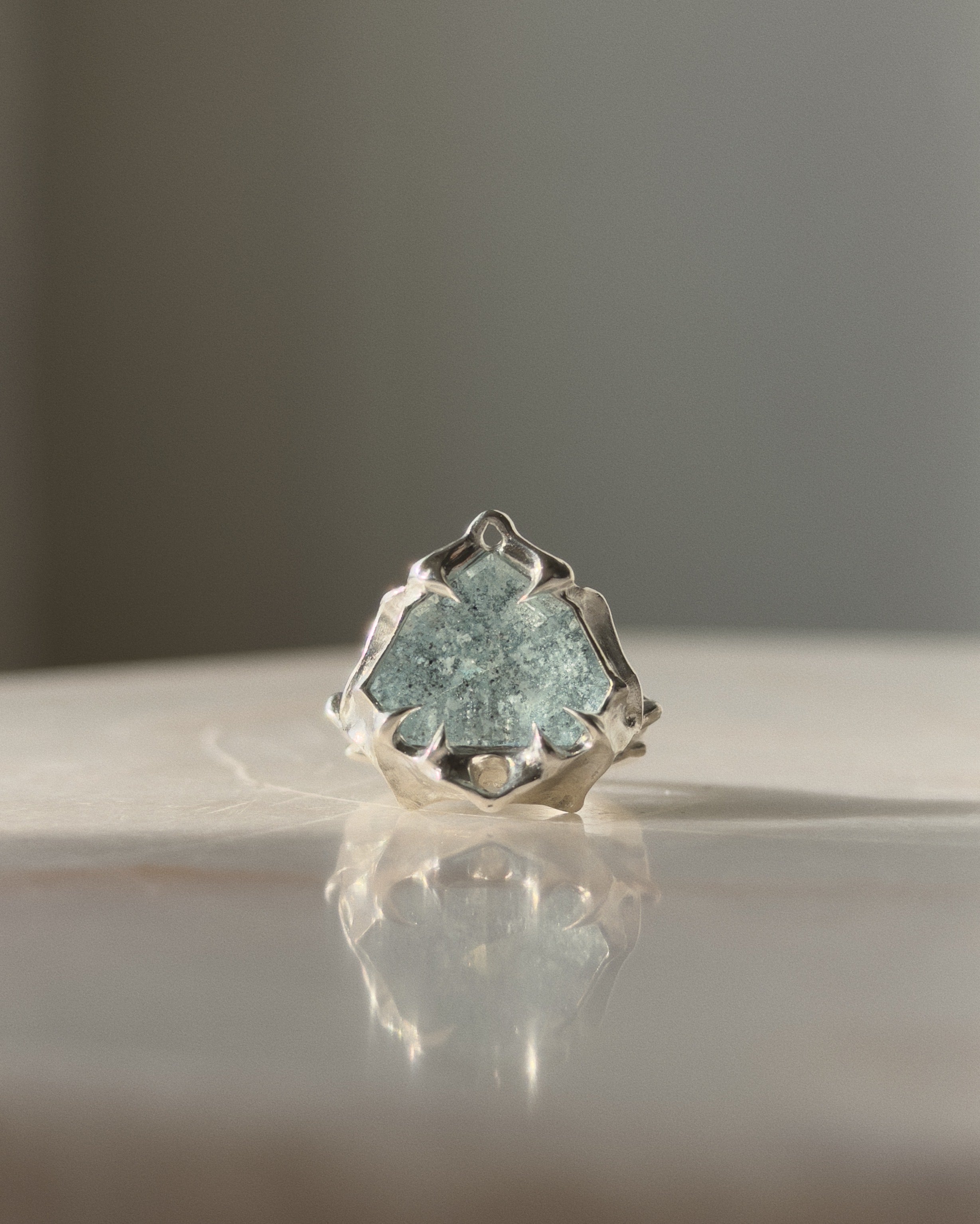 Deep Water // Silver + 10.25ct Aquamarine Sunstone