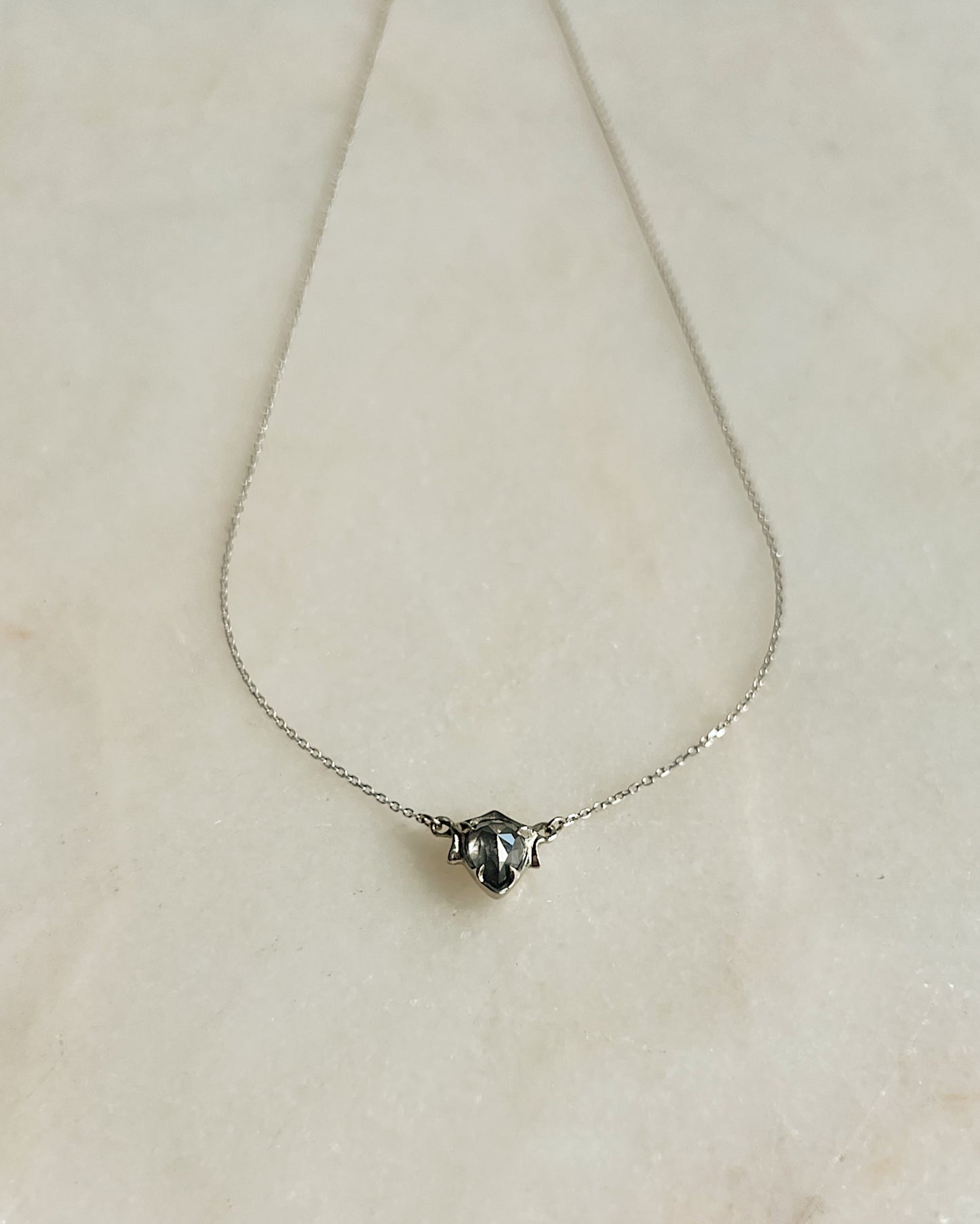 Eden II // 14k White Gold + Salt And Pepper Diamond // Small Necklace