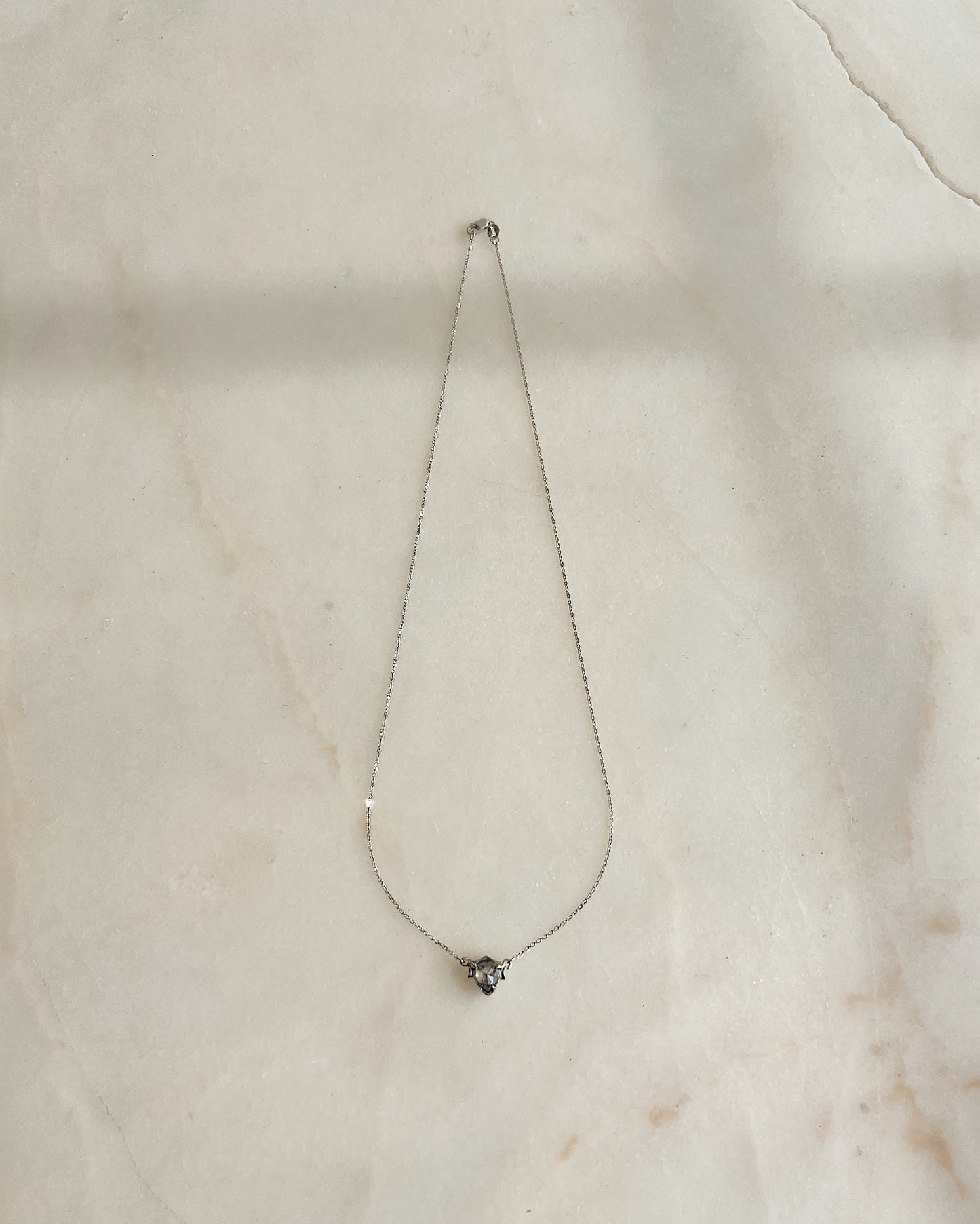 Eden II // 14k White Gold + Salt And Pepper Diamond // Small Necklace
