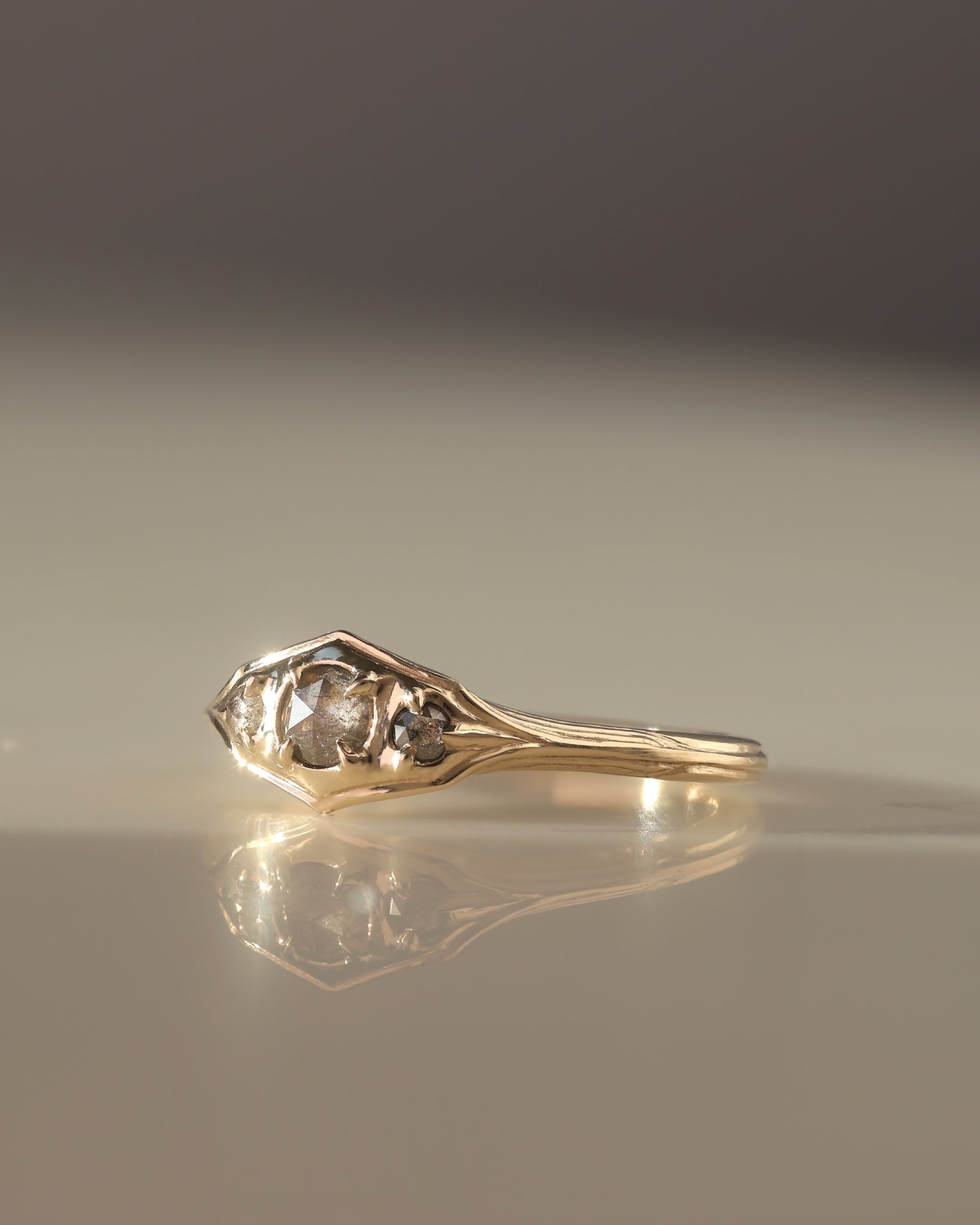 Graces I // 14ky Gold + Salt & Pepper Diamonds // 6.25