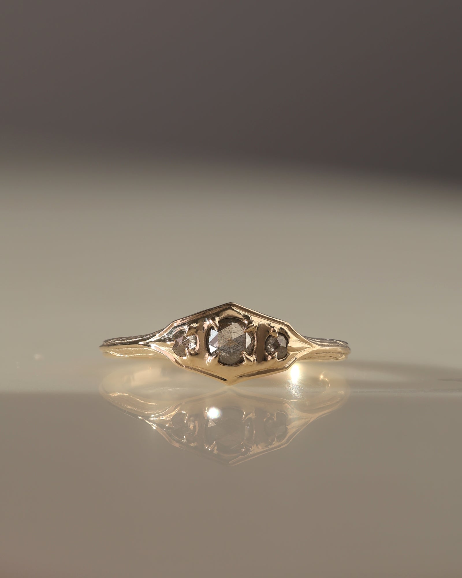 Graces I // 14ky Gold + Salt & Pepper Diamonds // 6.25