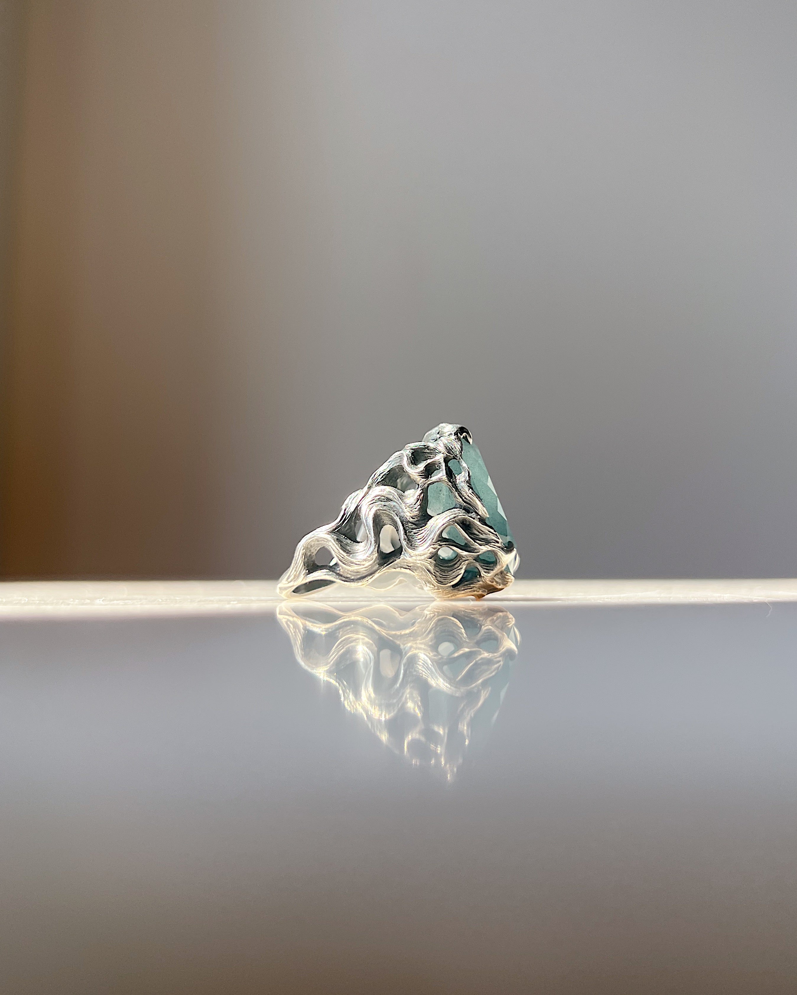 Oversized Pyre // Silver + Moss Aquamarine