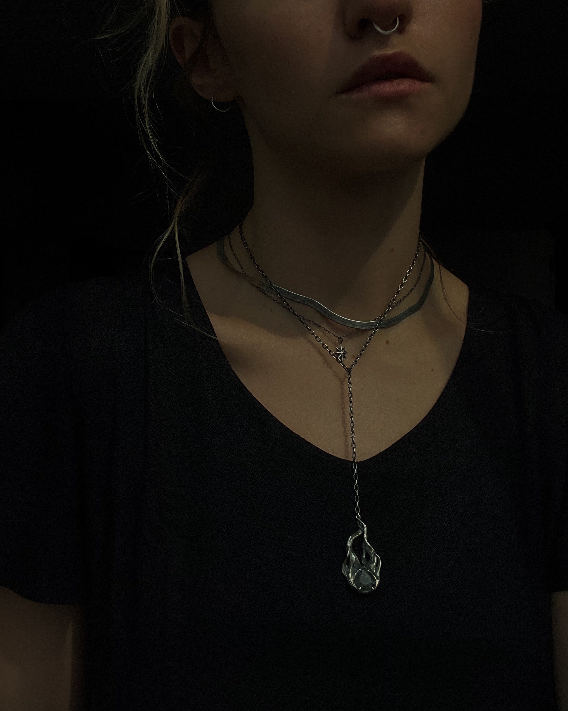 Heart of the Pyre // Aquamarine Sunstone Necklace