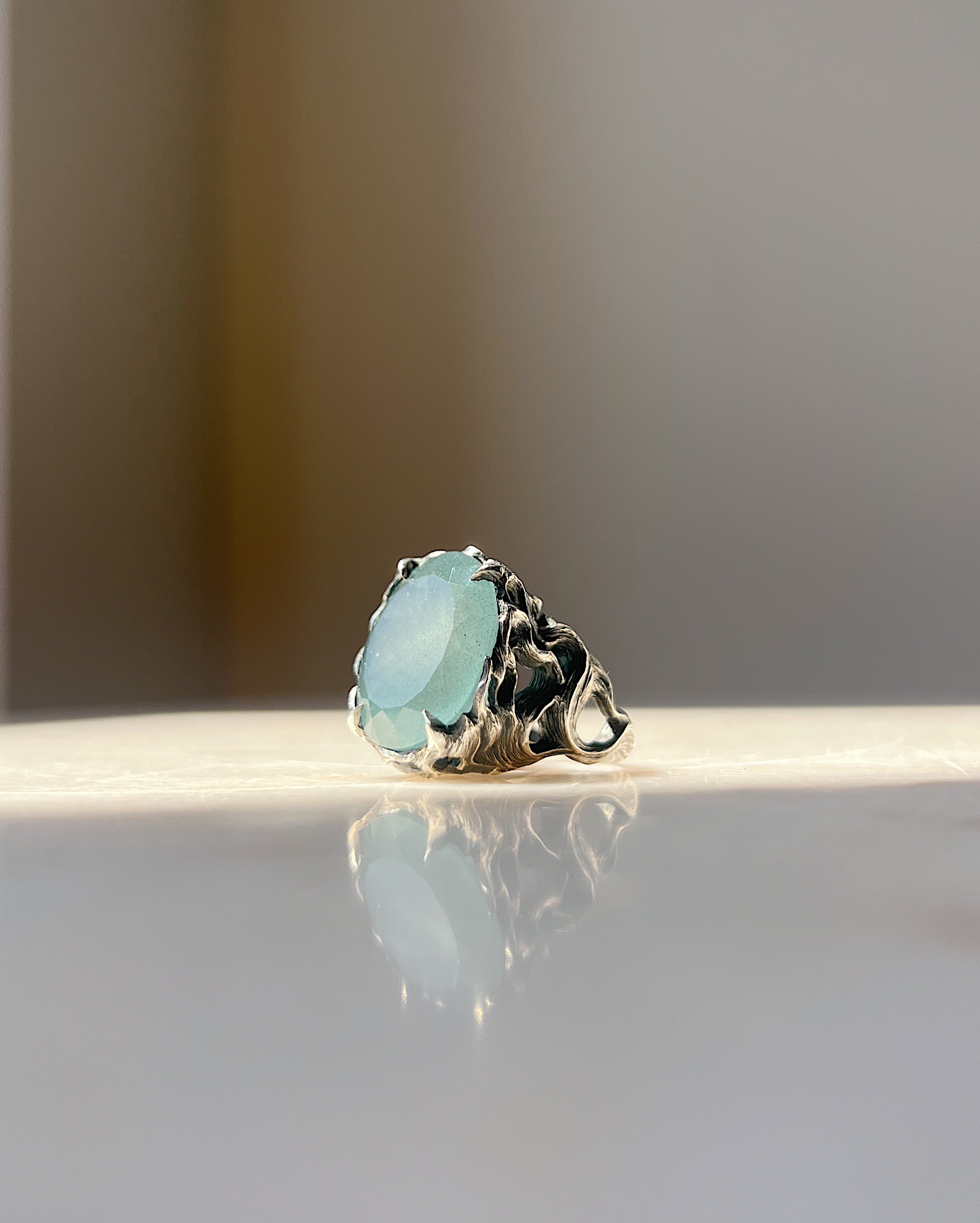 Oversized Pyre // Silver + Moss Aquamarine