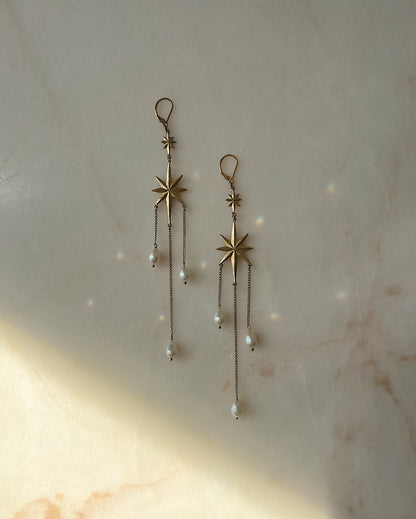 The Stars Aligned // XL Baroque Pearl Earrings // 14k Gold