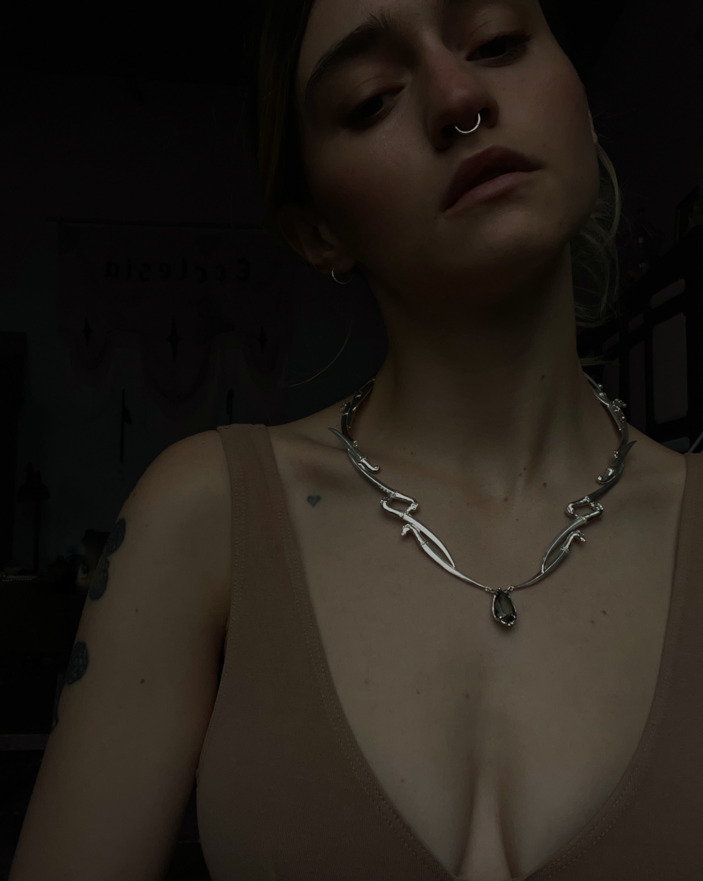Queen of Swords // Moss Aquamarine Necklace