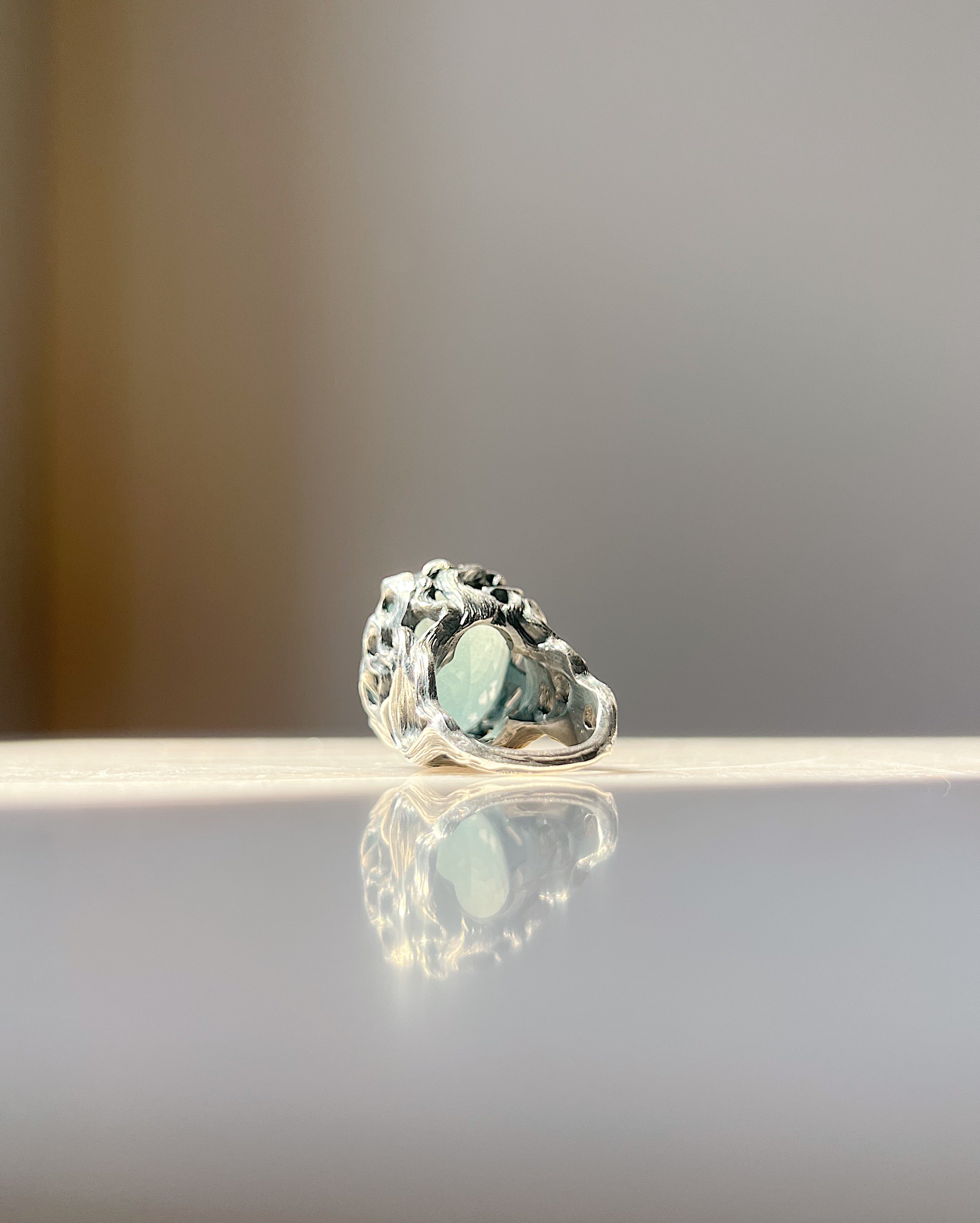 Oversized Pyre // Silver + Moss Aquamarine