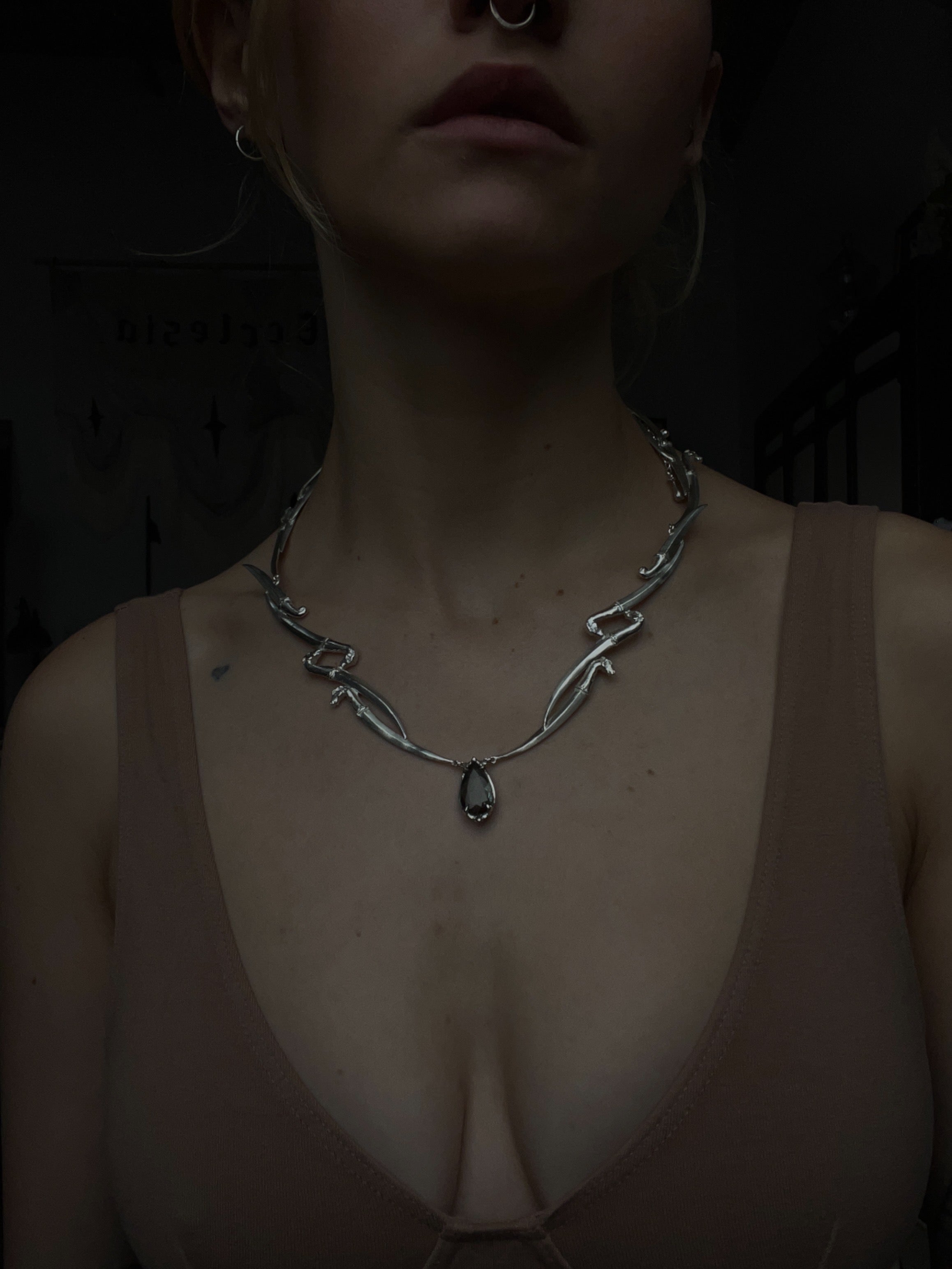 Queen of Swords // Moss Aquamarine Necklace
