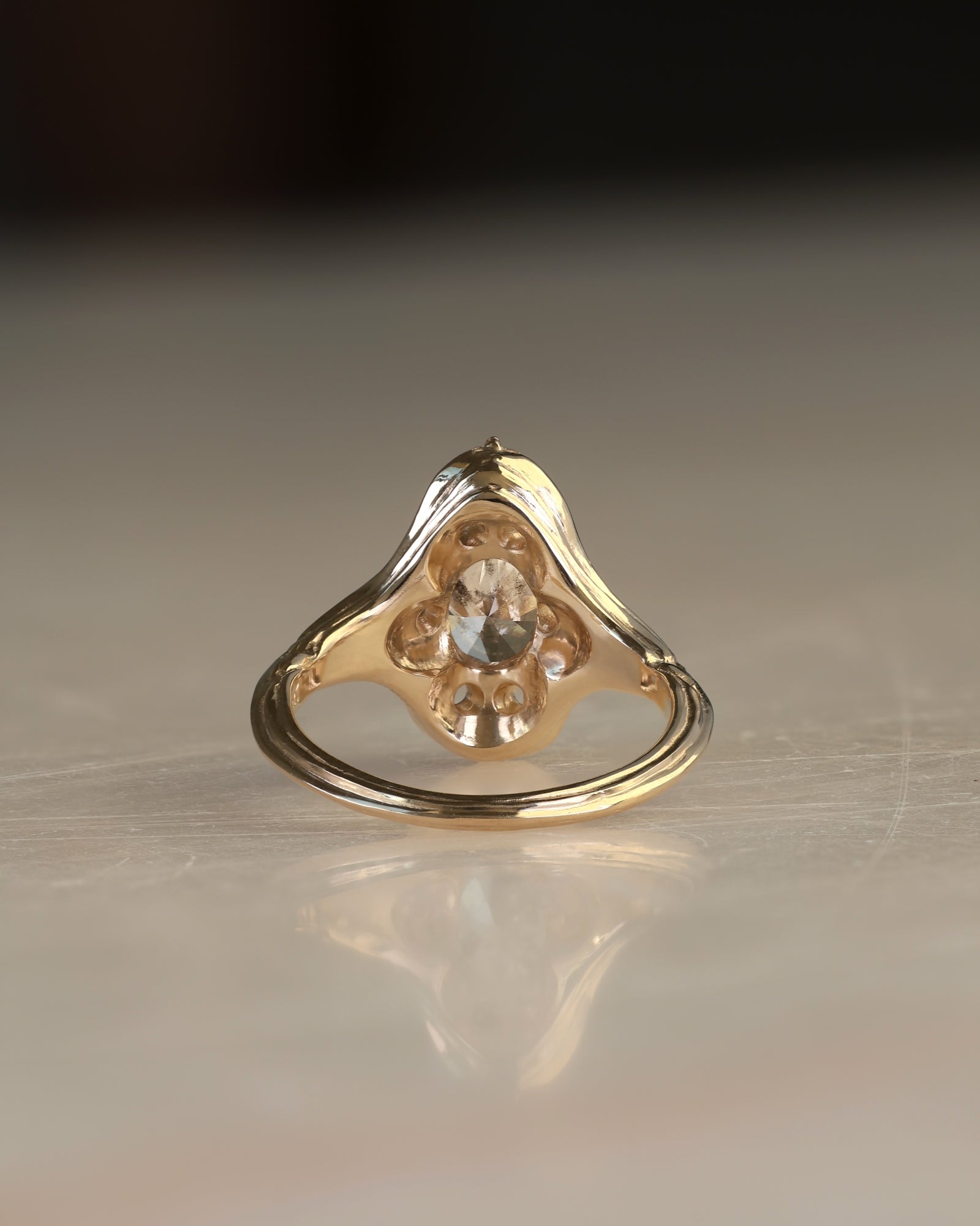 Navis // 14ky Gold + 6x8mm Salt & Pepper Diamond // 6.25