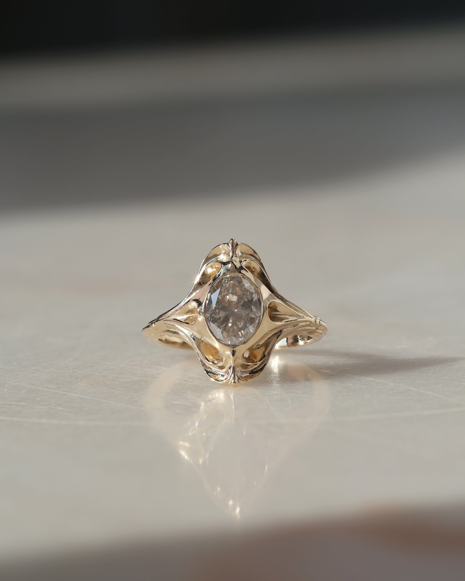 Navis // 14ky Gold + 6x8mm Salt & Pepper Diamond // 6.25