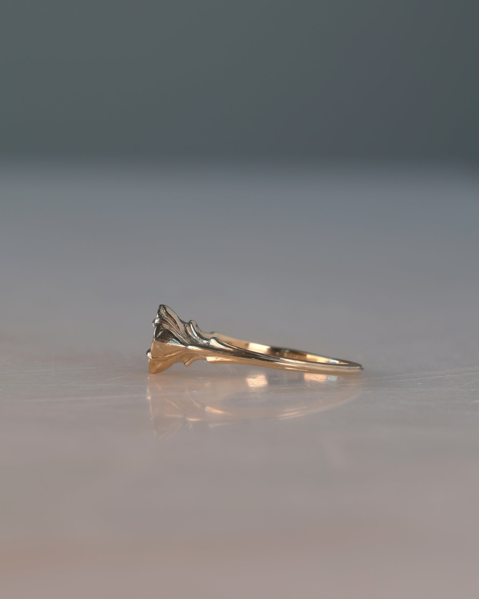 Daphne // 14ky Gold + 5mm Salt & Pepper Diamond // 8