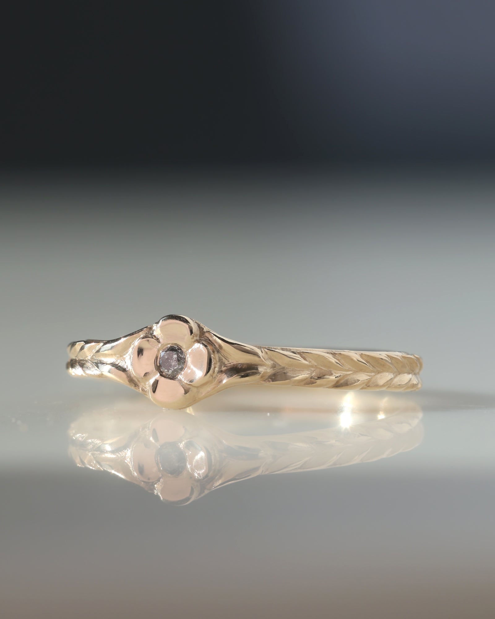 Posy // 14ky Gold + Salt & Pepper Diamond // 6