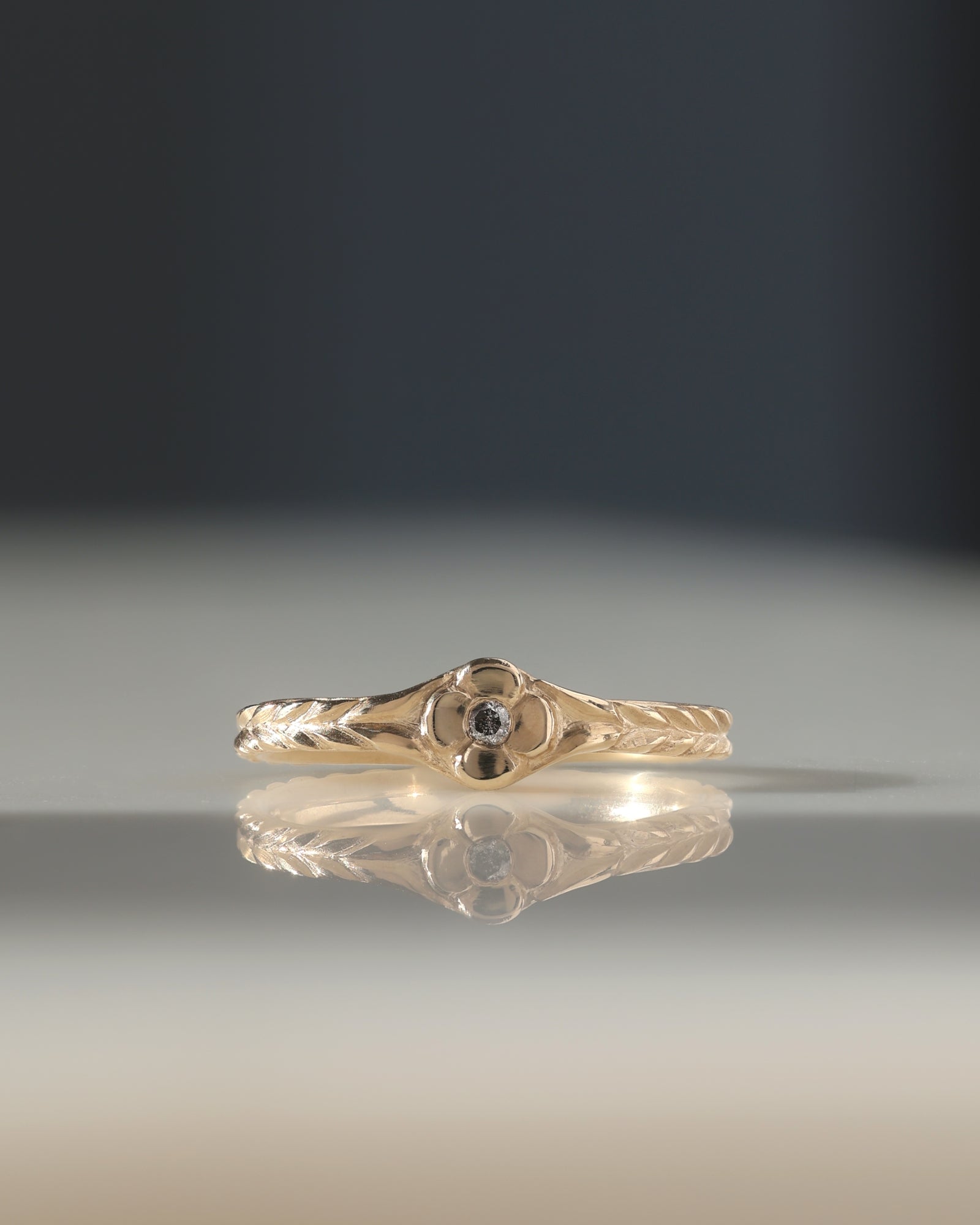 Posy // 14ky Gold + Salt & Pepper Diamond // 6