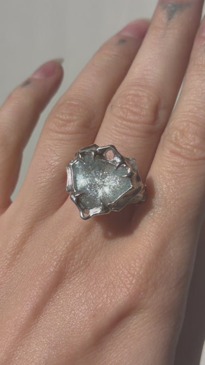 Deep Water // Aquamarine Sunstone One of a Kind // Size 7.5