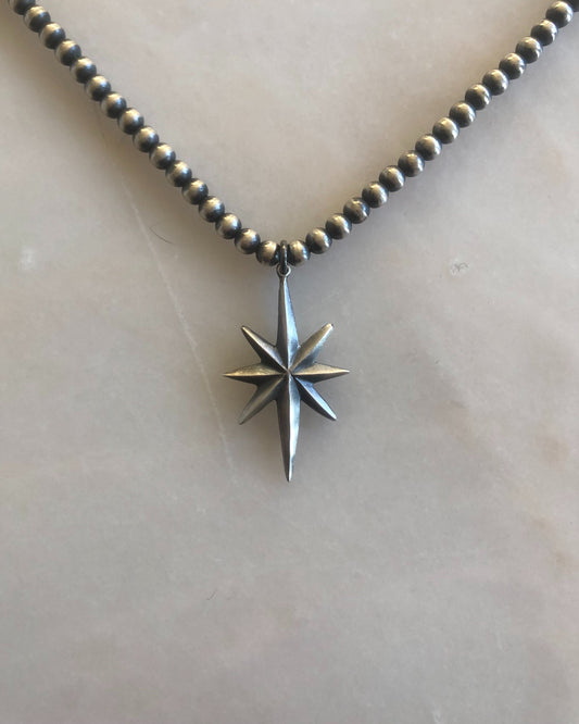North Star // Silver Beaded Necklace